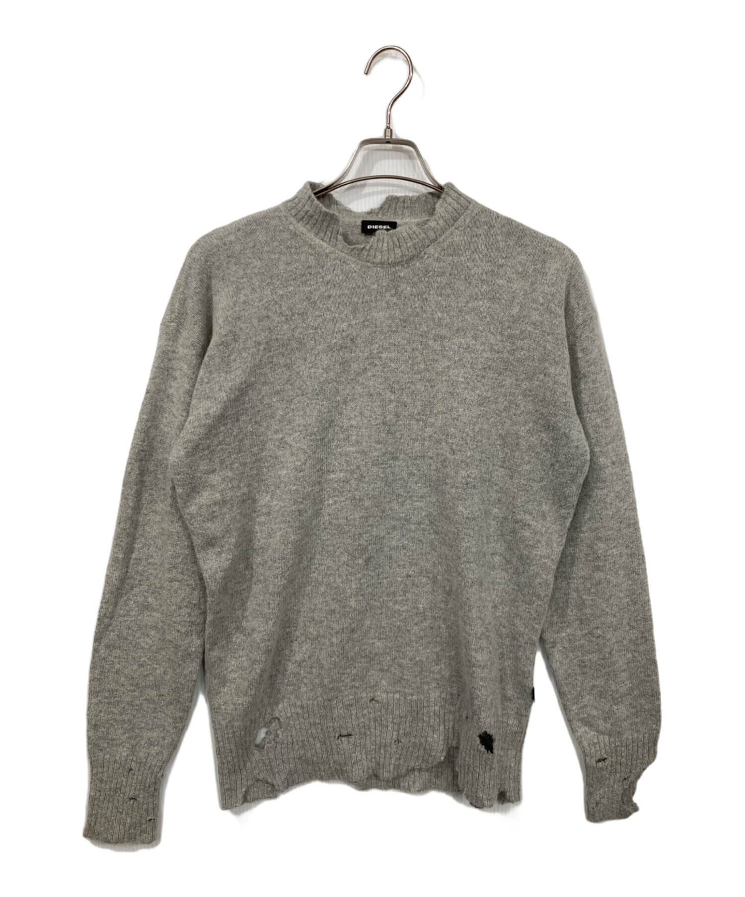中古・古着通販】DIESEL (ディーゼル) ダメージ加工ニット グレー 