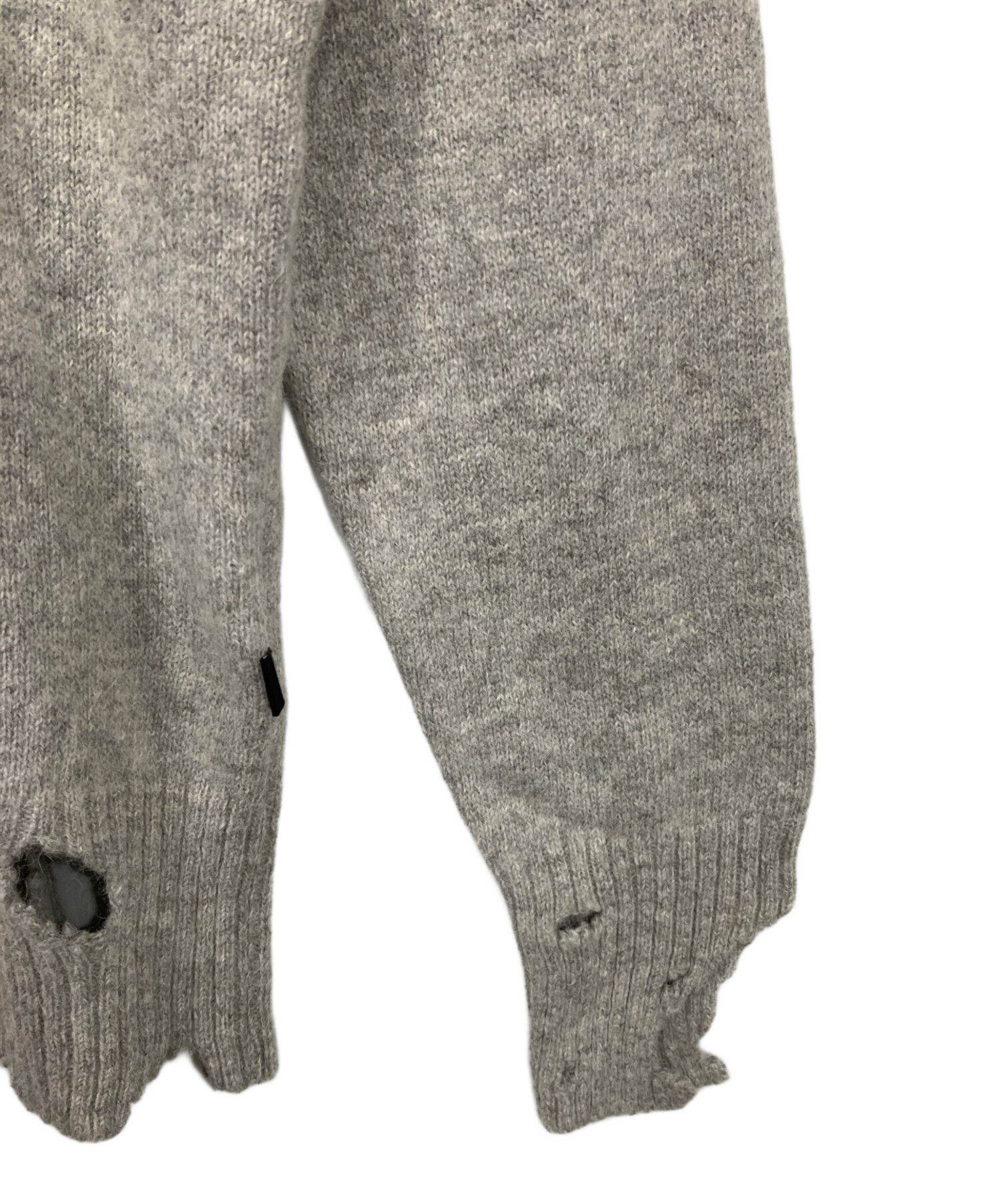 中古・古着通販】DIESEL (ディーゼル) ダメージ加工ニット グレー 