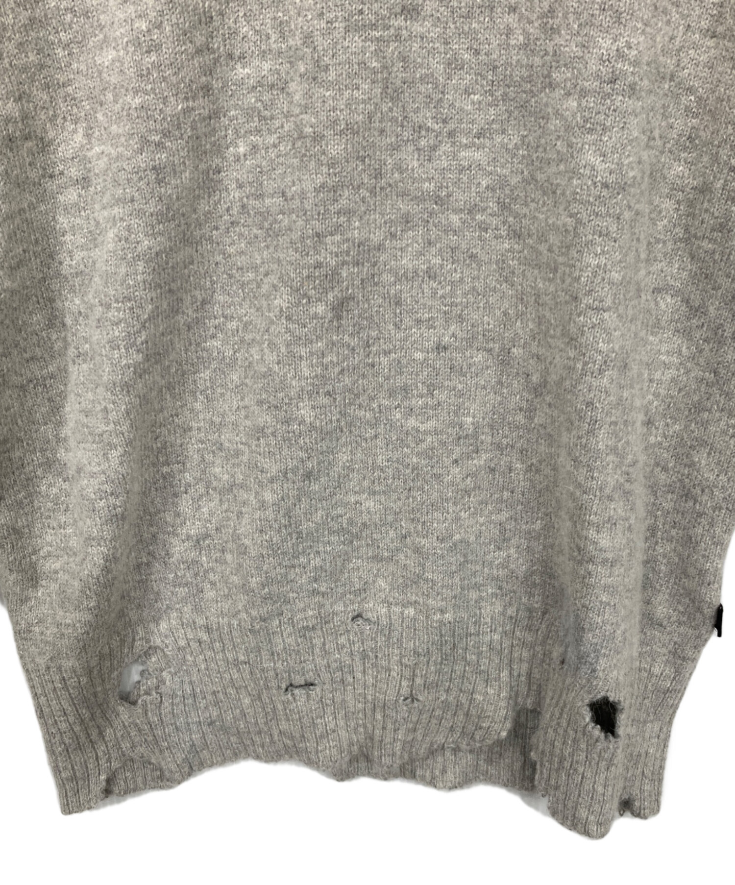中古・古着通販】DIESEL (ディーゼル) ダメージ加工ニット グレー 