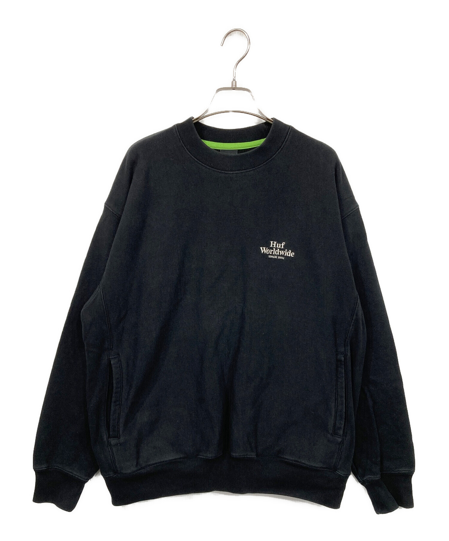中古・古着通販】HUF (ハフ) ワンポイント刺繍スウェット ブラック 