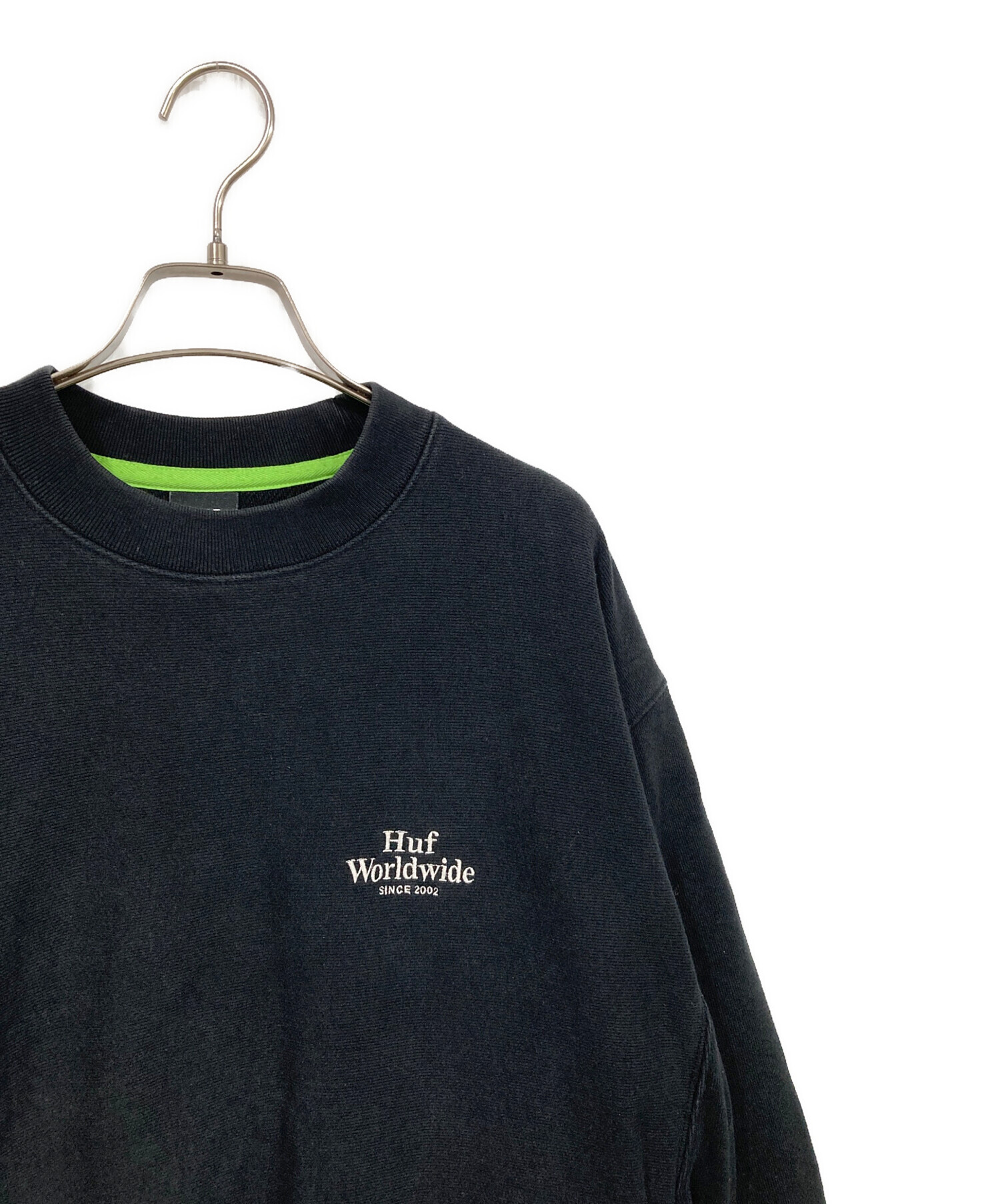 中古・古着通販】HUF (ハフ) ワンポイント刺繍スウェット ブラック 
