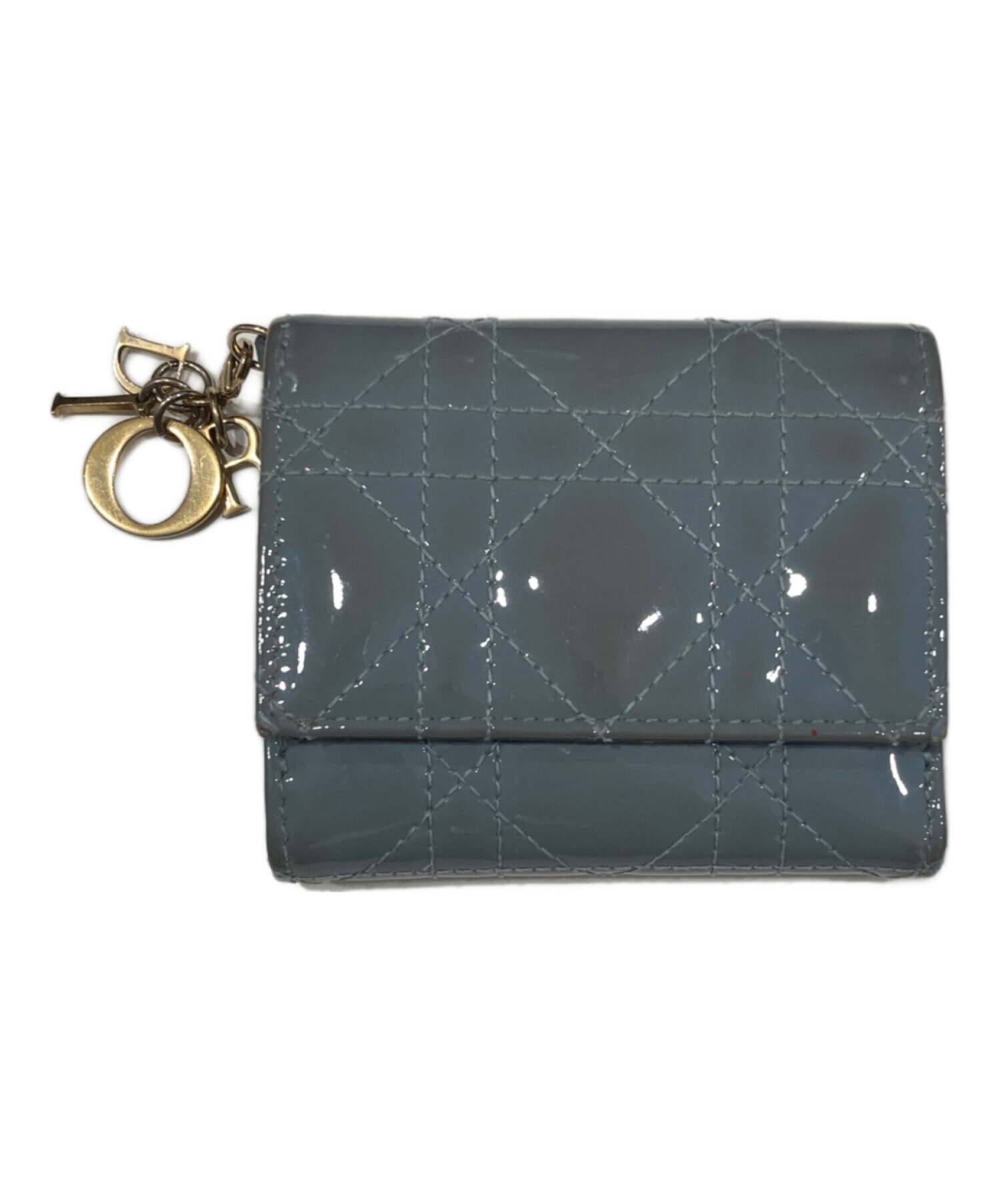 Dior ロータスウォレット パテントカーフスキン 三つ折り財布 ブラック