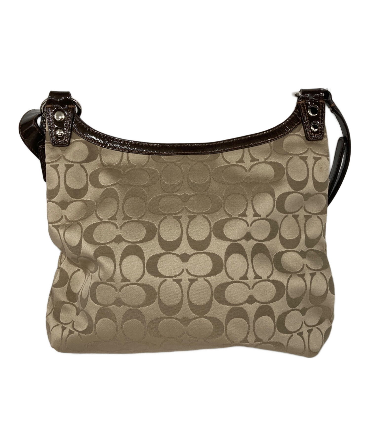 コーチ COACH ショルダーバッグ シグネチャー 15586 ベージュ 中古・古着通販】COACH (コーチ) シグネチャーショルダーバッグ