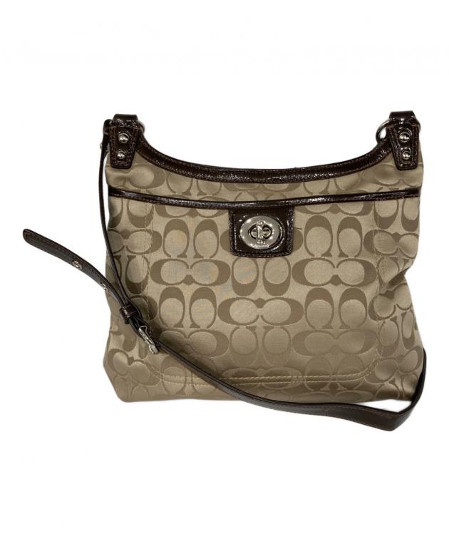 ✨美品✨◆COACH◆シグネチャー柄ショルダーバッグ/斜め掛け ヌメ革  ベージュ 中古・古着通販】COACH (コーチ) シグネチャーショルダーバッグ