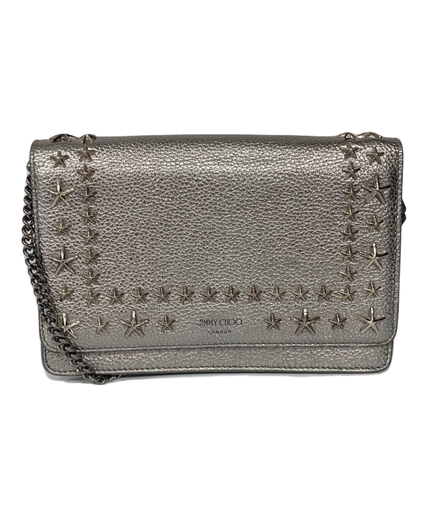 未使用 JIMMY CHOO シルバー スタースタッズ クラッチバッグ 中古・古着通販】JIMMY CHOO (ジミーチュウ) スタースタッズ付