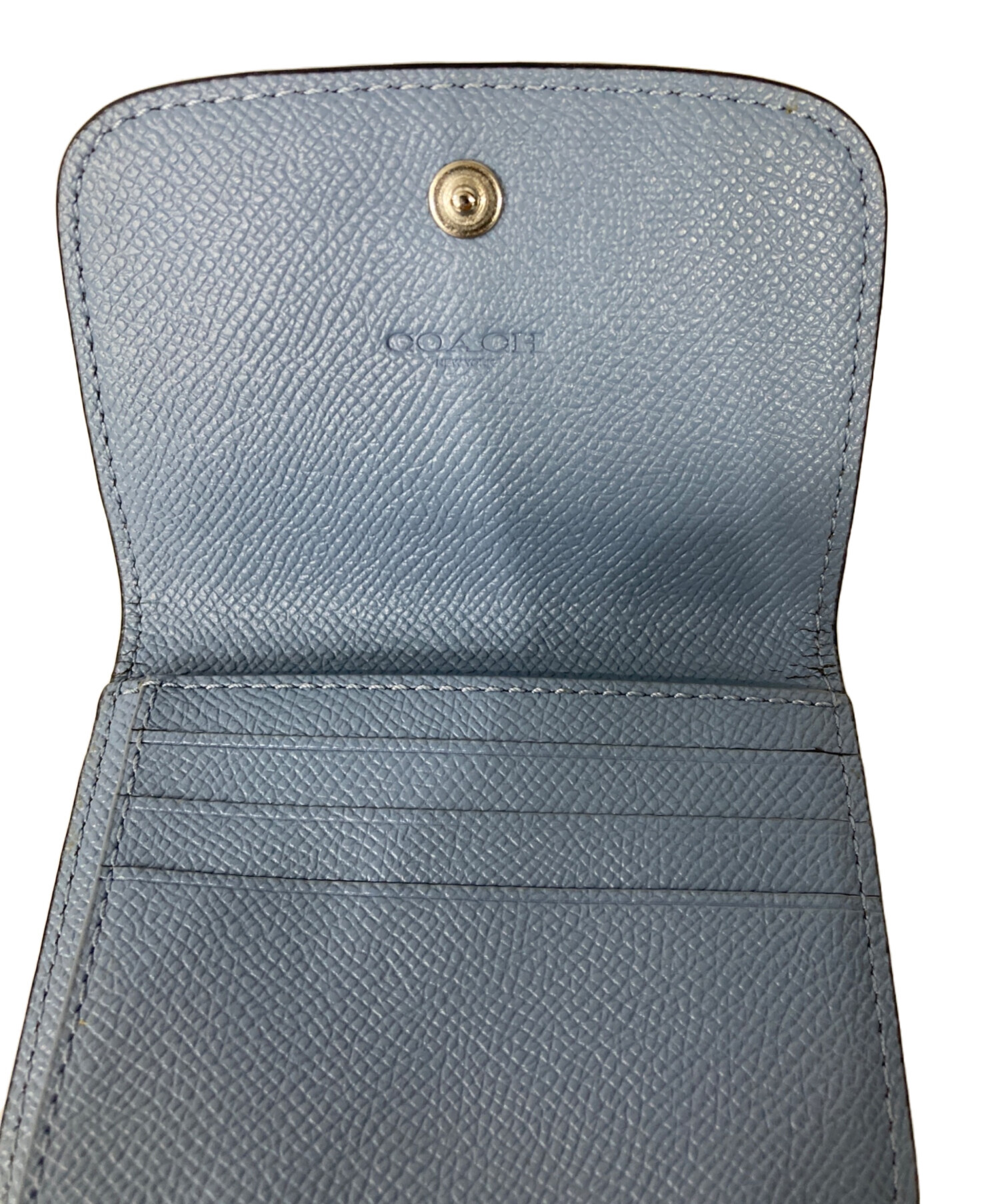 良品 COACH コーチ コンパクトウォレット 三つ折り財布 58298 ライトブルー レディース 古着 中古 USED 中古・古着通販】COACH (コーチ) 3つ折り財布 ブルー｜ブランド・古着
