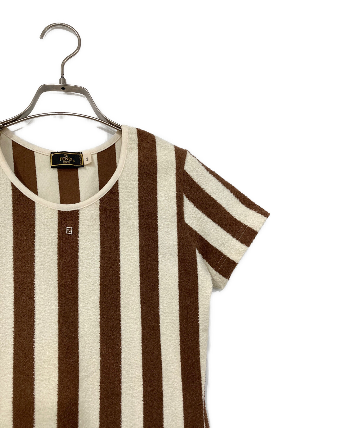 中古・古着通販】FENDI (フェンディ) パイル地ストライプTシャツ 