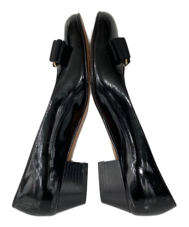 Salvatore Ferragamo リボン付き黒パンプス【中古品】【定番】 中古・古着通販】Salvatore Ferragamo (サルヴァトーレ フェラガモ