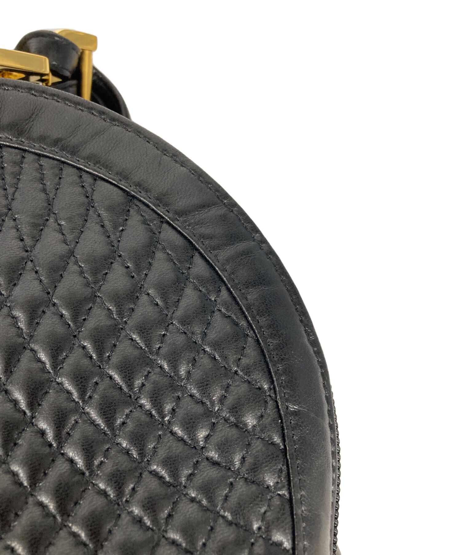 BALLY バリーイタリア製 キルティングコート 黒 ファー ベルト付 中古