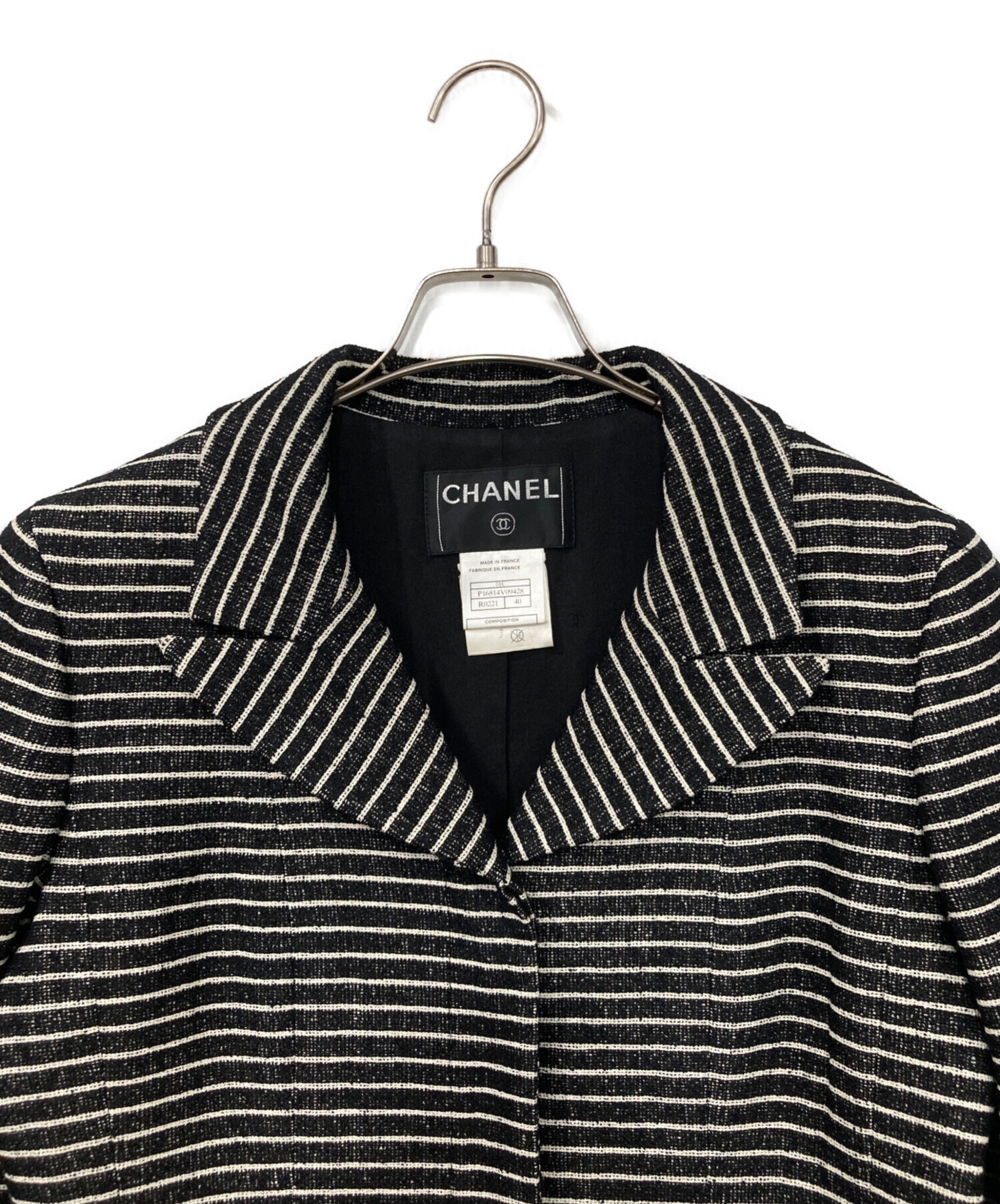 中古・古着通販】CHANEL (シャネル) カメリアブローチ付ボーダー