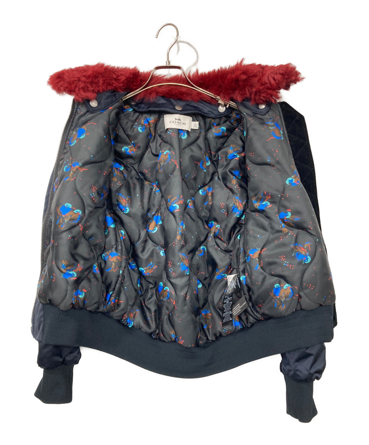 中古・古着通販】COACH (コーチ) ボア襟付MA-1ジャケット ネイビー