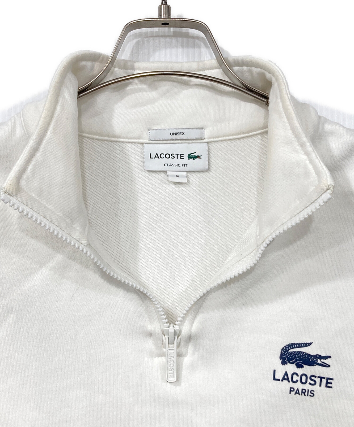中古・古着通販】LACOSTE (ラコステ) ハーフジップスウェット ホワイト 