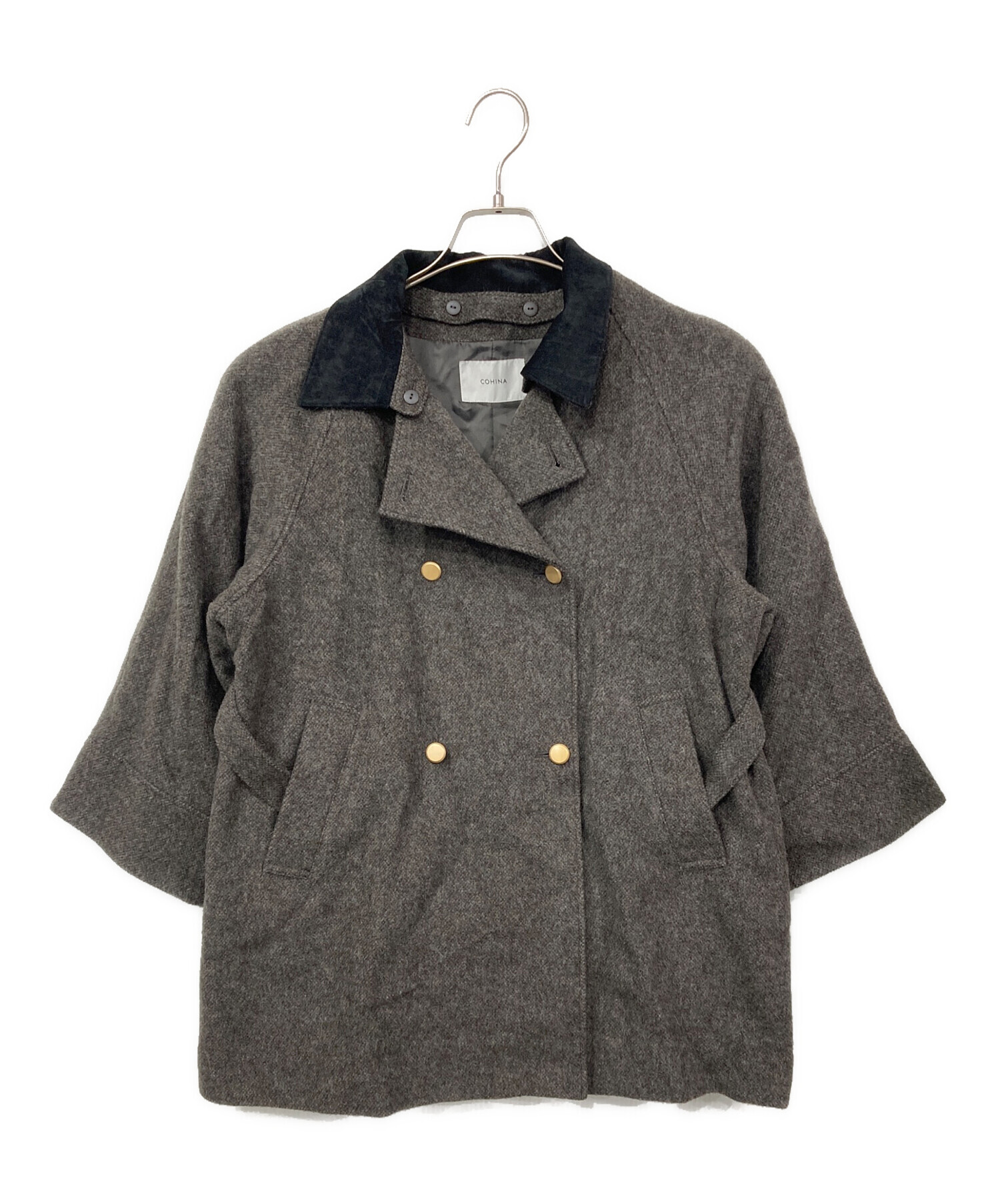 中古・古着通販】COHINA (コヒナ) 2wayカラーゴールドボタンミドル 