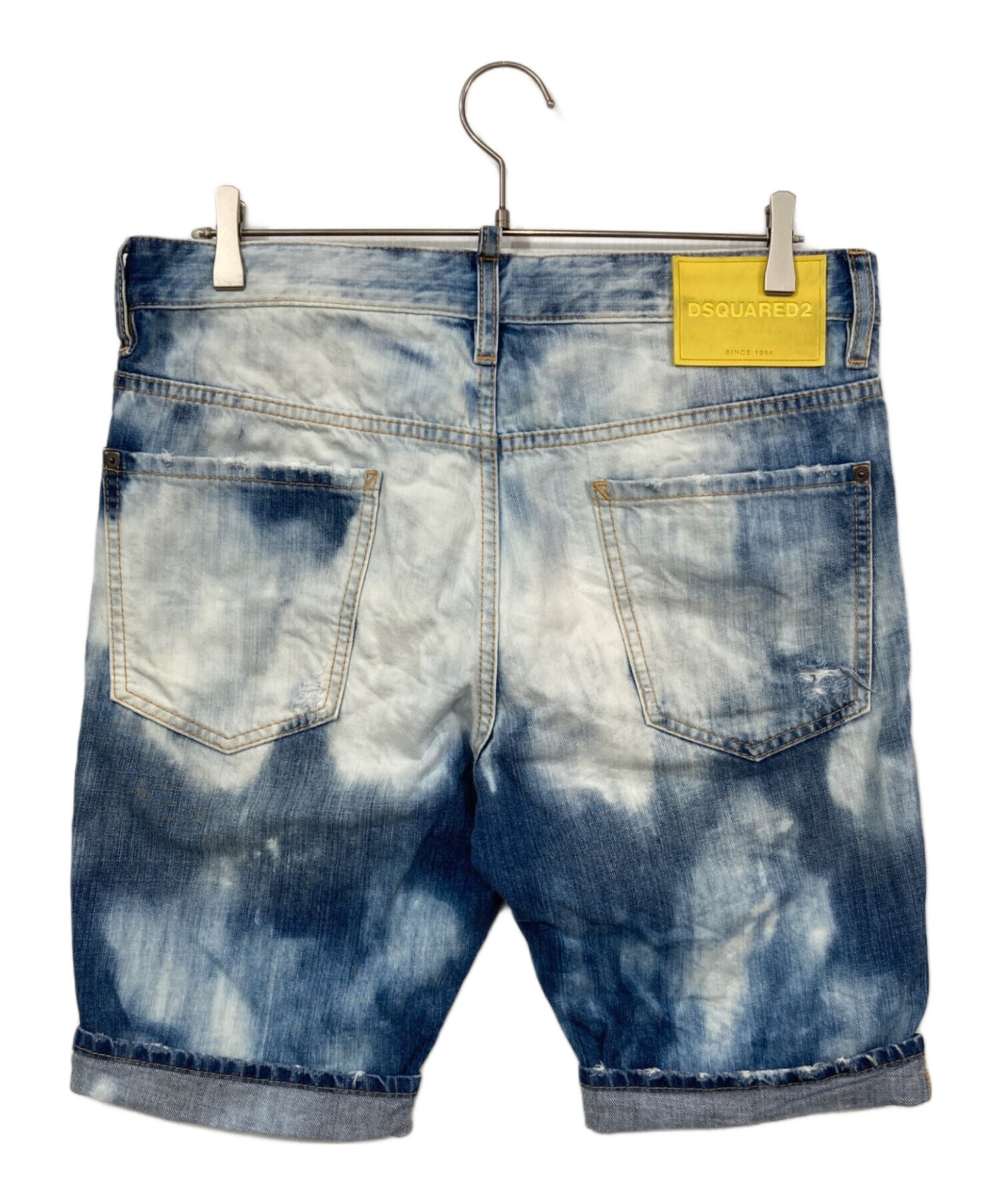 希少【DSQUARED2】ハーフパンツ ダメージ加工 グラフィック調モデル50 中古・古着通販】DSQUARED2 (ディースクエアード) ブリーチ加工デニム