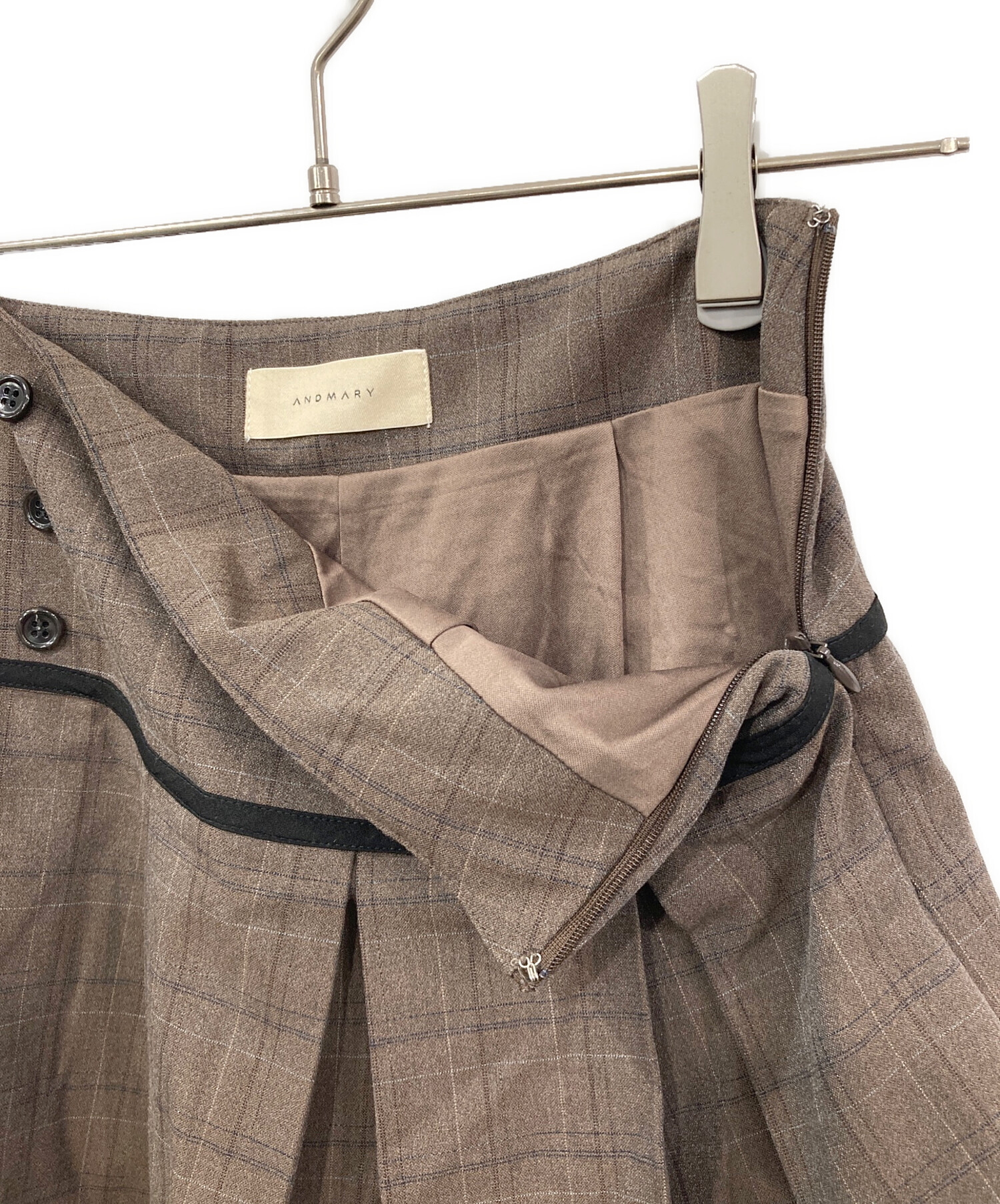 中古・古着通販】ANDMARY (アンドマリー) Miu pleats skirt ブラウン