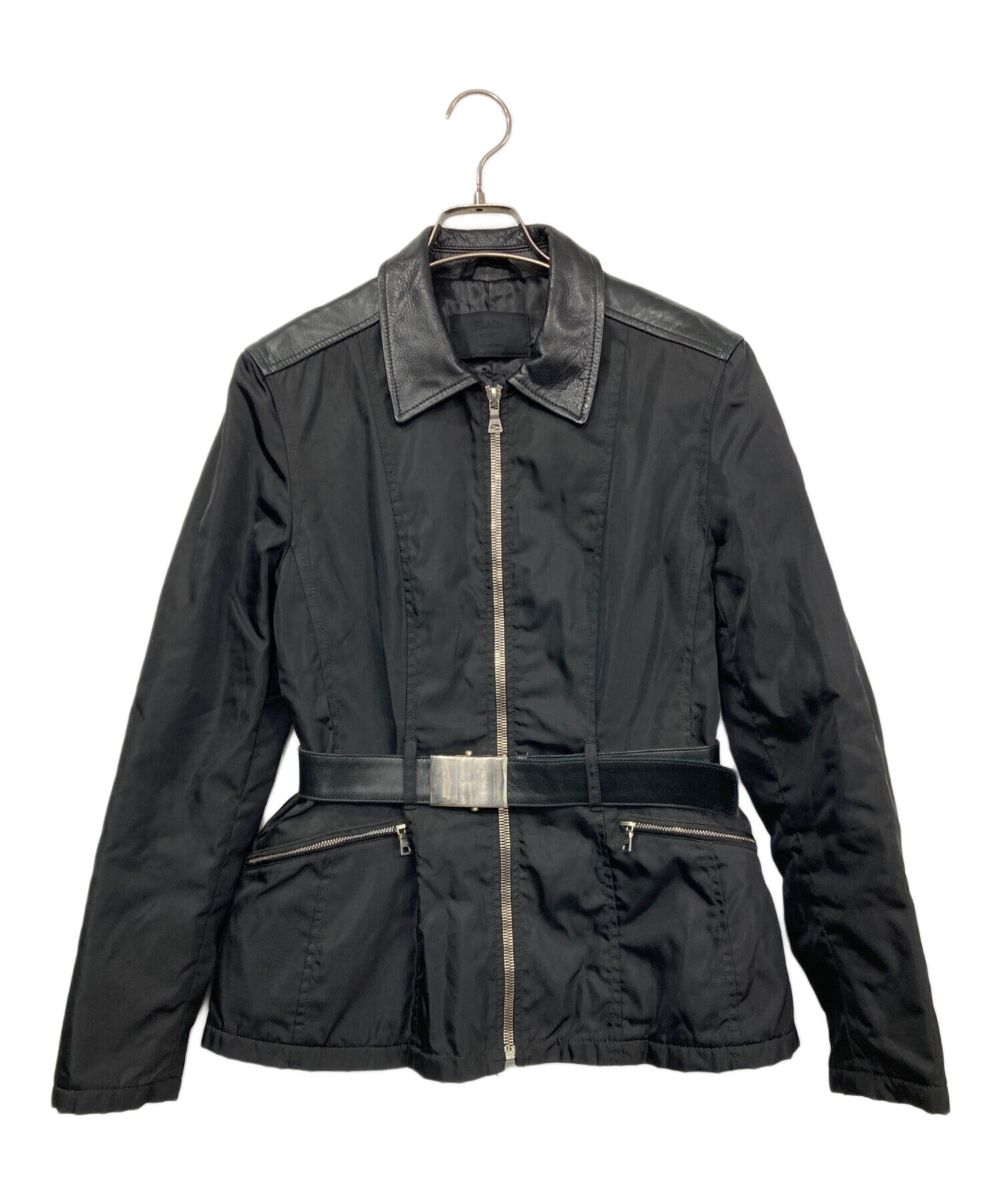 中古・古着通販】PRADA (プラダ) ナイロン×レザー切替ベルテッド 