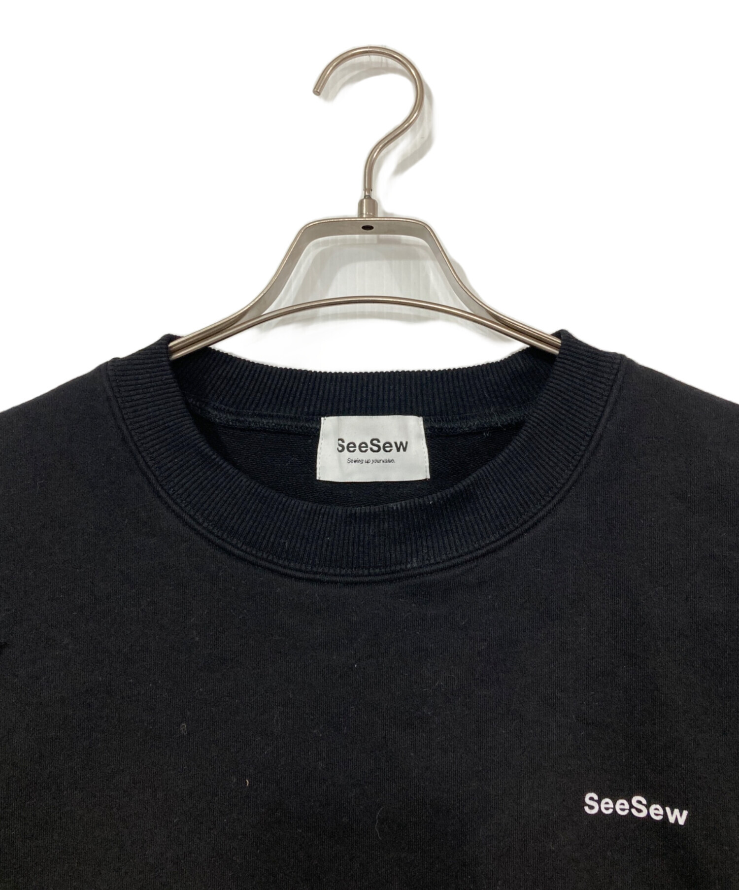 SeeSew LAYERD DAMAGE SWEAT ブラック L 未使用 中古・古着通販】SeeSew (シーソー) LAYERD DAMAGE SWEAT/レイヤード