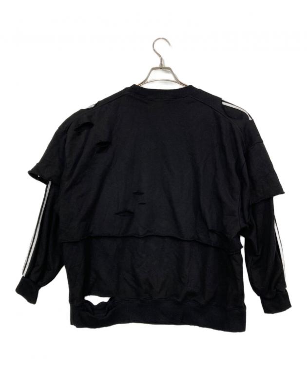 SeeSew LAYERD DAMAGE SWEAT ブラック L 未使用 中古・古着通販】SeeSew (シーソー) LAYERD DAMAGE SWEAT/レイヤード
