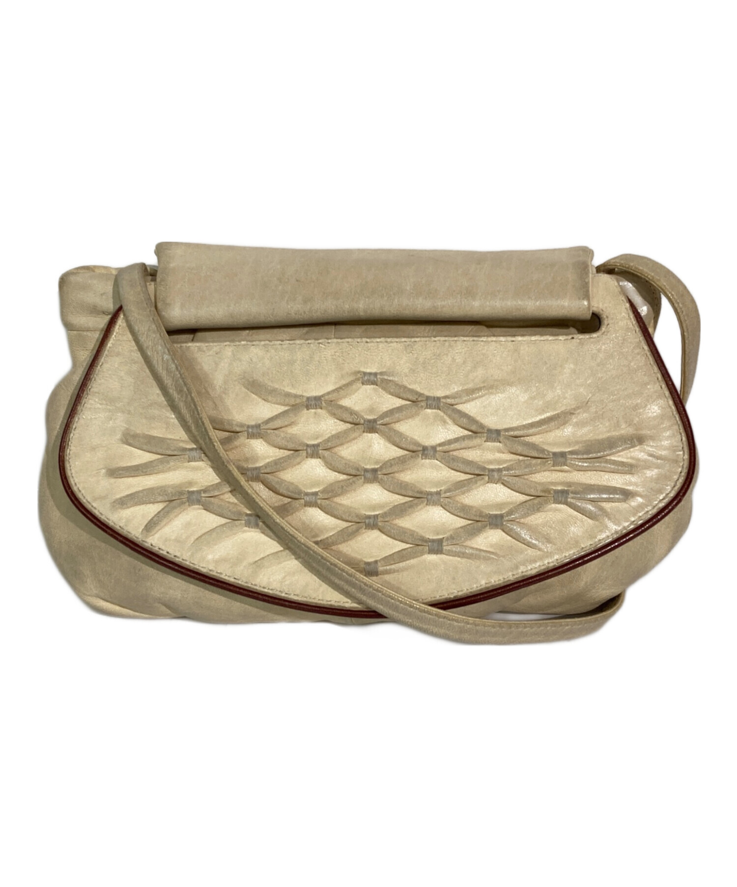 中古・古着通販】LOEWE (ロエベ) レザーショルダーバッグ アイボリー 