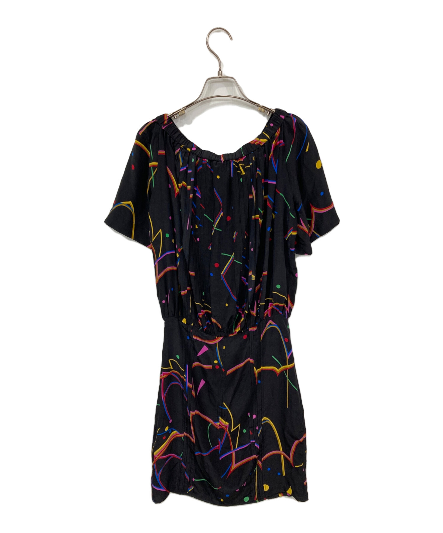 ぶ*離様 PRADA プラダ シルク ワンピース ブラック ノースリーブ 42 中古・古着通販】PRADA (プラダ) オフショルシルクワンピース ブラック