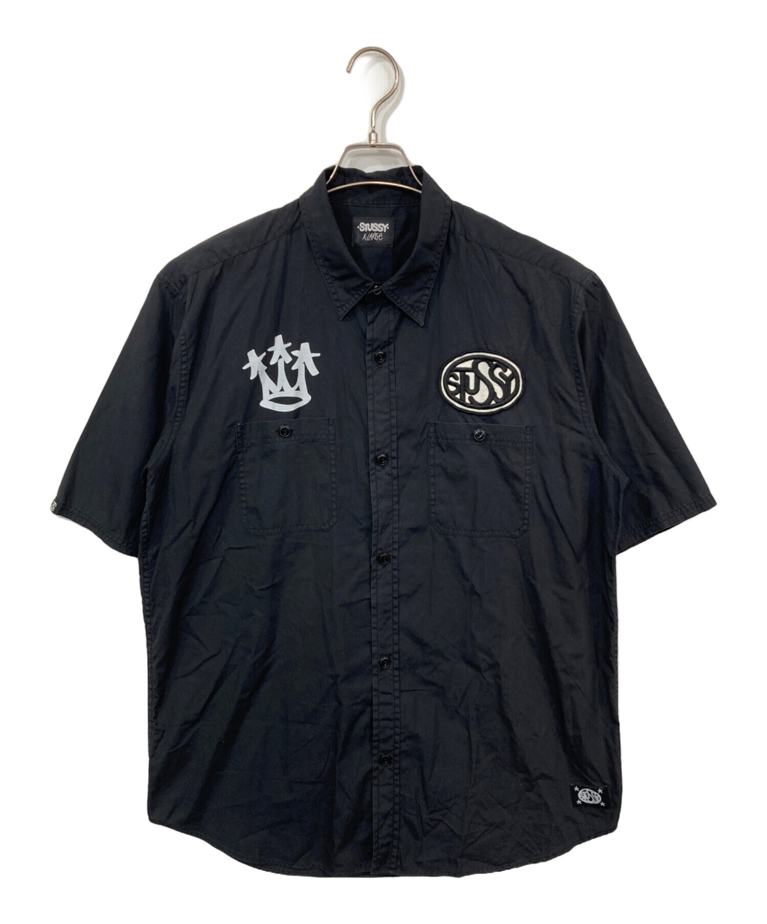 中古・古着通販】stussy (ステューシー) ワッペン半袖シャツ ブラック