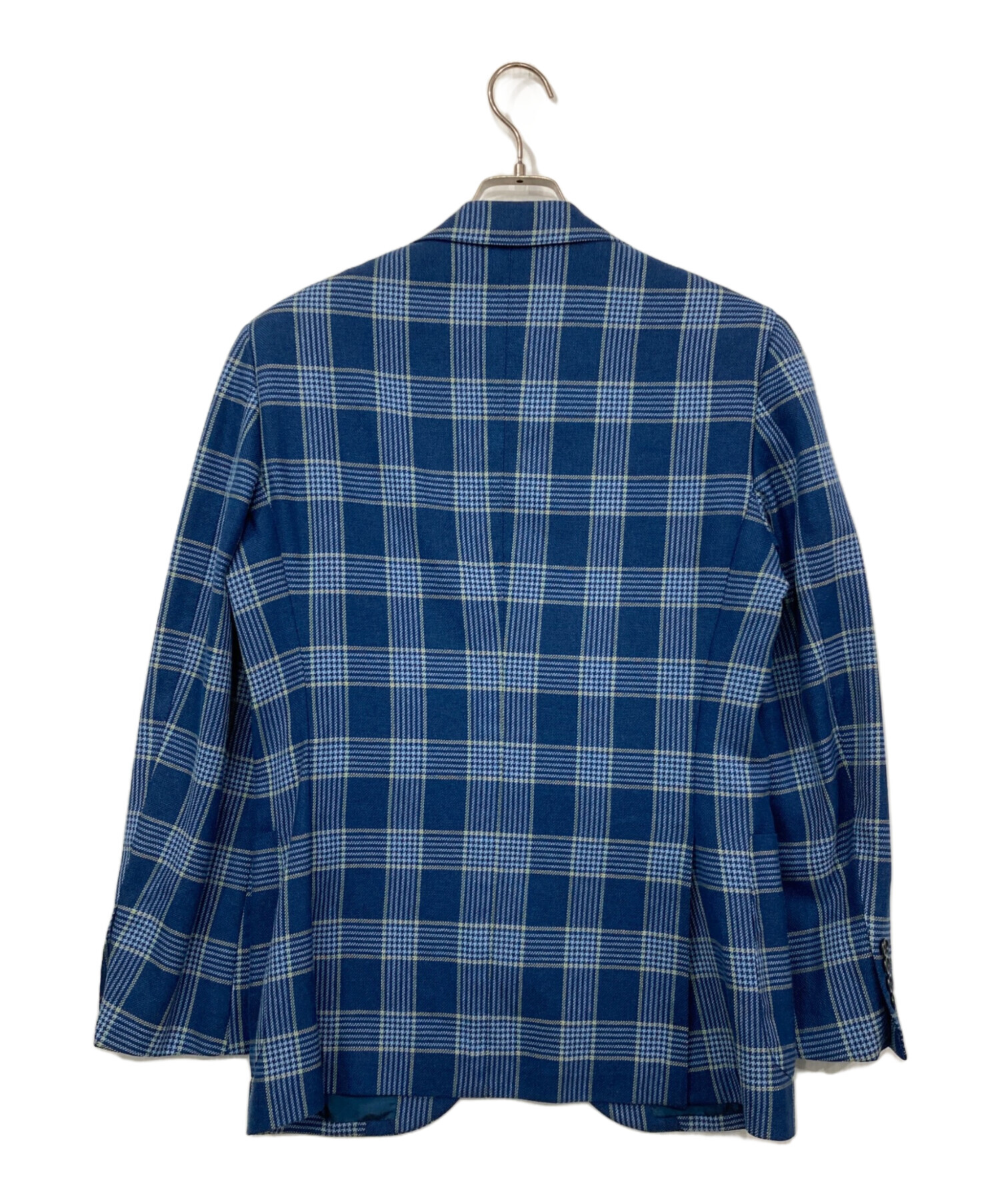 BEAMS F ネイビー チェック柄 テーラードジャケット 中古・古着通販】BEAMS F (ビームスエフ) ウールリネンチェック