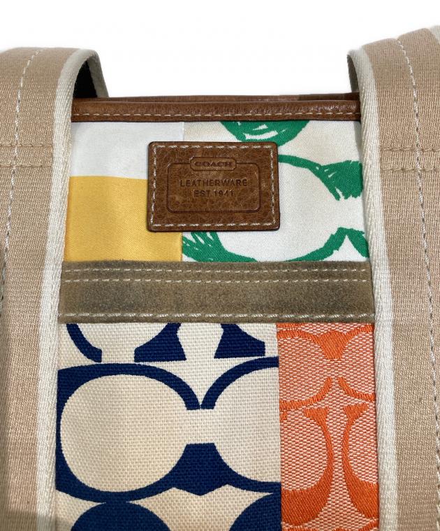 中古・古着通販】COACH (コーチ) パッチワークトートバッグ ブラウン