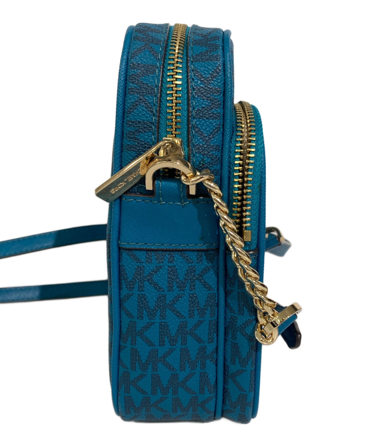 未使用☆MICHAEL KORSマイケルコース ショルダーバッグ MK柄 青 中古・古着通販】MICHAEL KORS (マイケルコース) MKショルダーバッグ