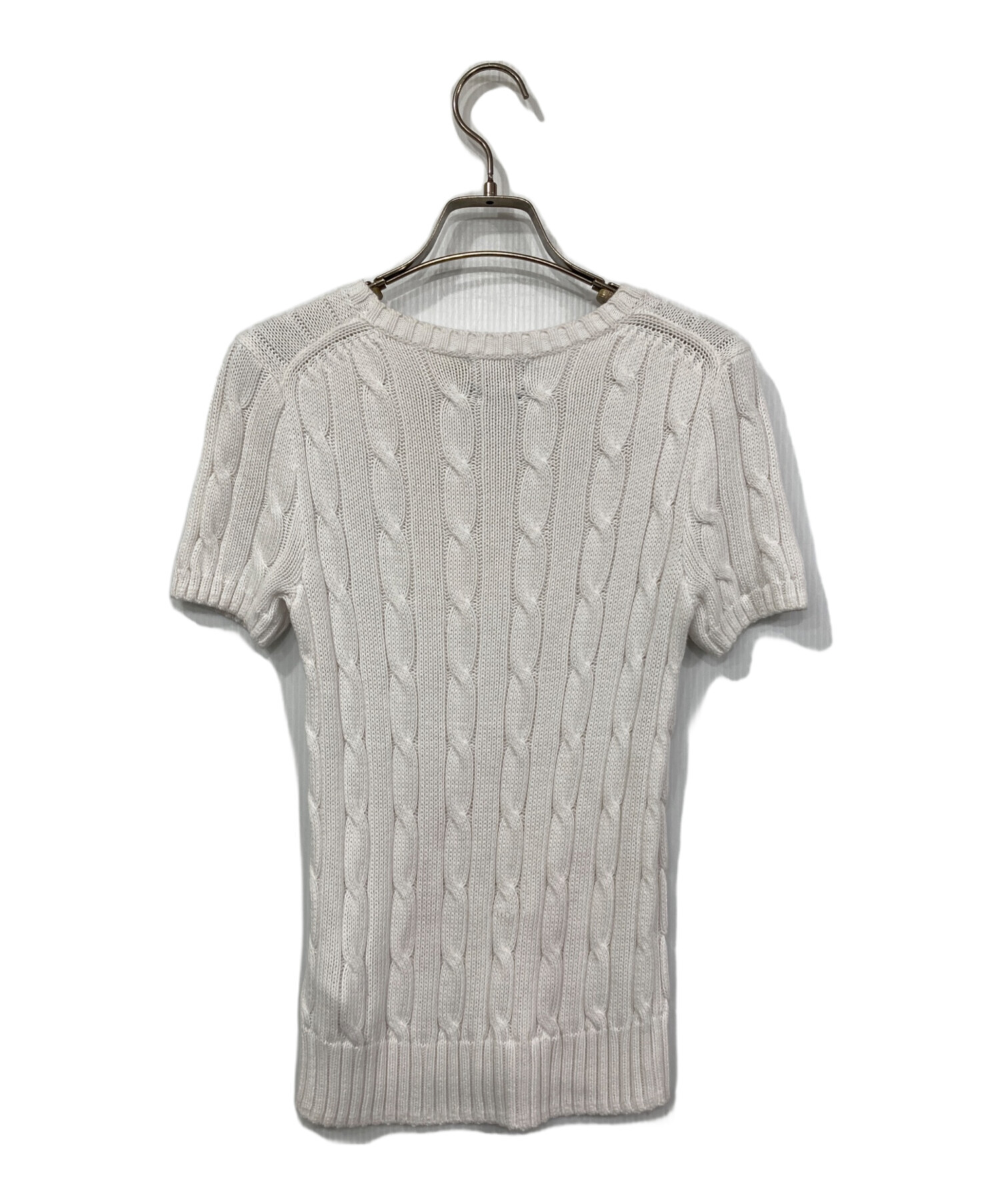 【美品】ポロラルフローレン 近年 コットン ケーブルニット 半袖 ホワイト XS 中古・古着通販】POLO RALPH LAUREN (ポロ・ラルフローレン) 半袖