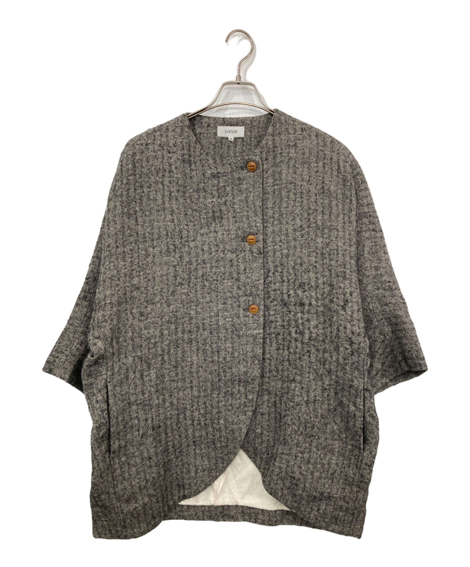 LOISIR】定価6.5万 23AW ウールセーラーカラーコート ヘリンボーン 自社EC