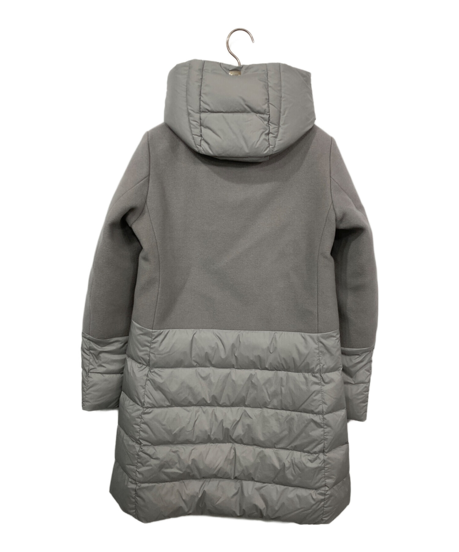 『美品』HERNO ヘルノ 切替 ダウンコート フード付き グレー 40 中古・古着通販】HERNO (ヘルノ) ウール切替 フーデッドダウンコート