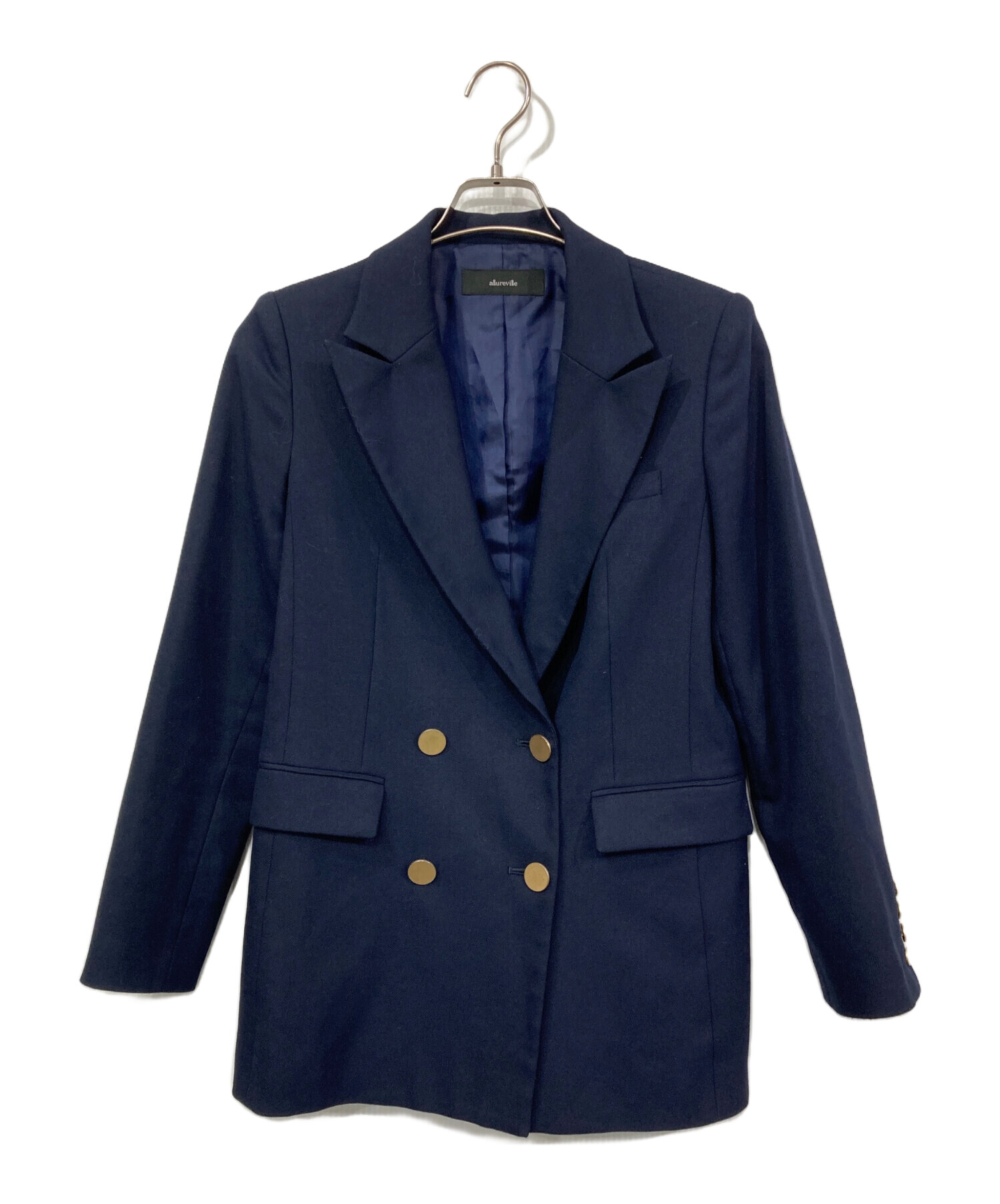 allurevilleネイビー ダブルジャケット size1 美品 紺ブレ 中古・古着通販】allureville (アルアバイル) ウールライクPEダブル