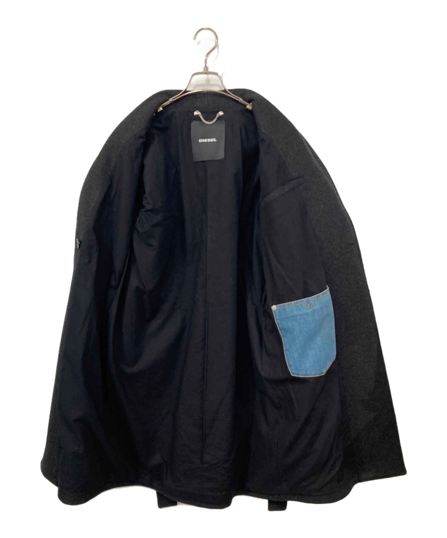 中古・古着通販】DIESEL (ディーゼル) 袖レザーチェスターコート