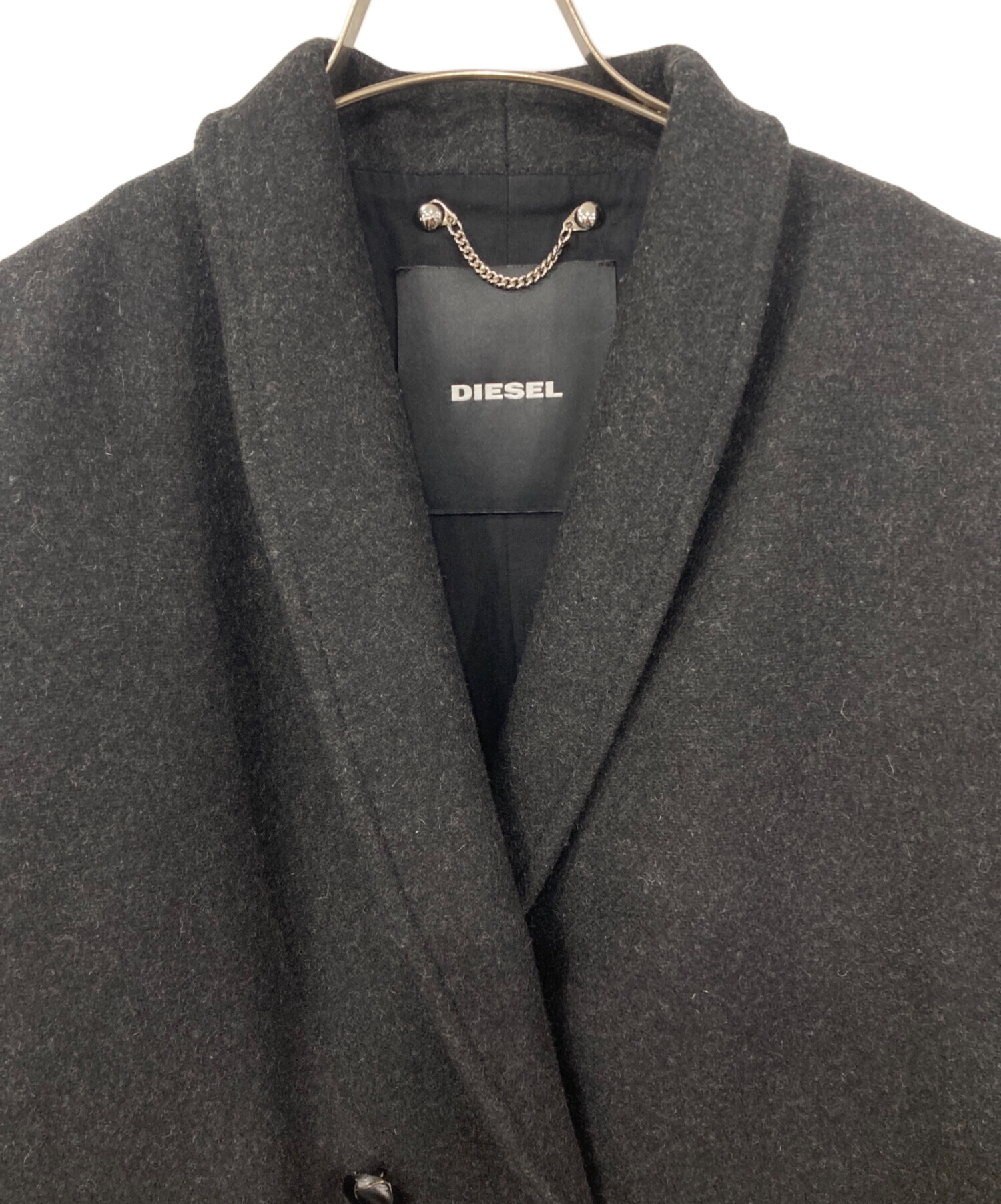 中古・古着通販】DIESEL (ディーゼル) 袖レザーチェスターコート