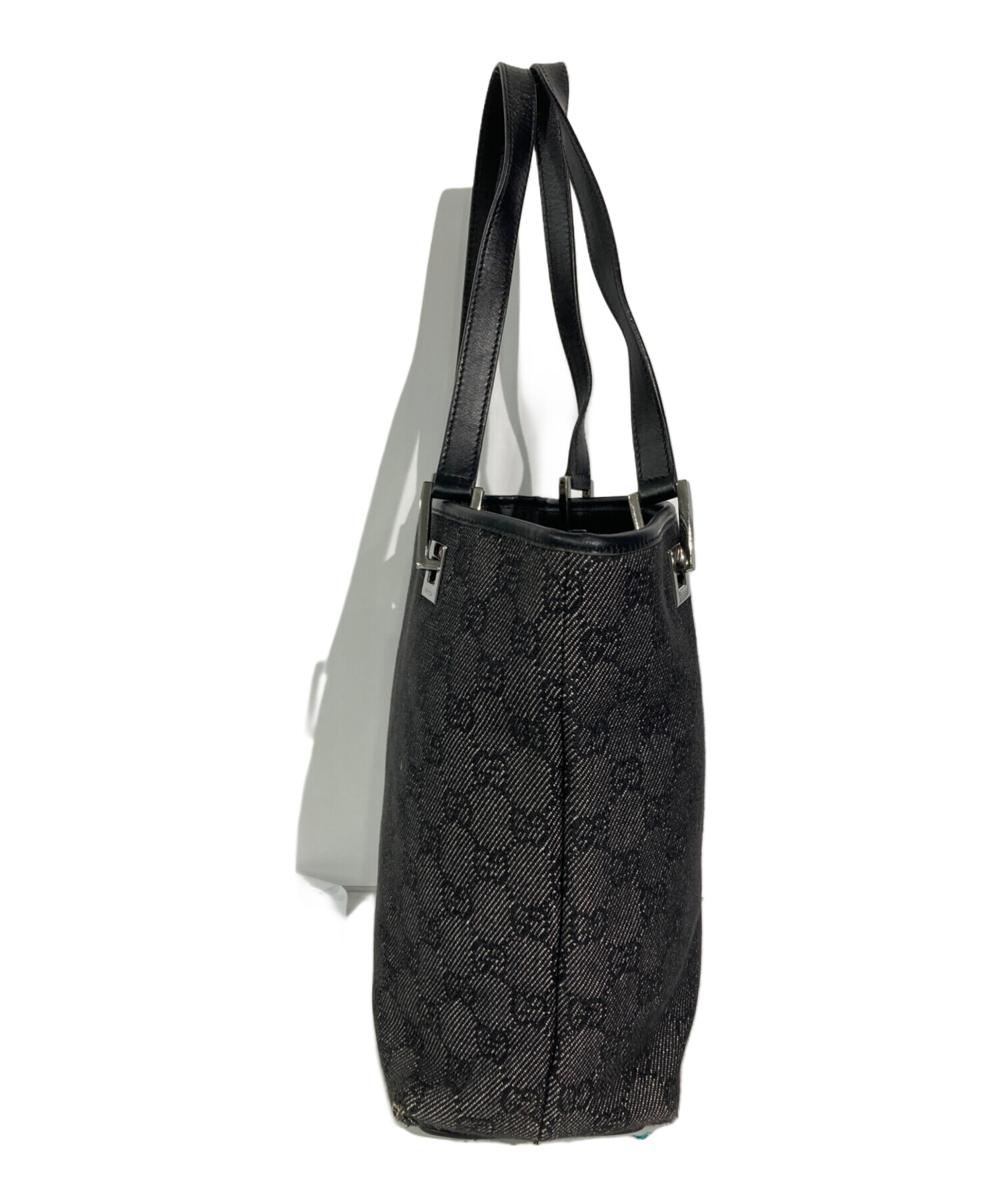 中古・古着通販】GUCCI (グッチ) GGキャンバスハンドバッグ ブラック