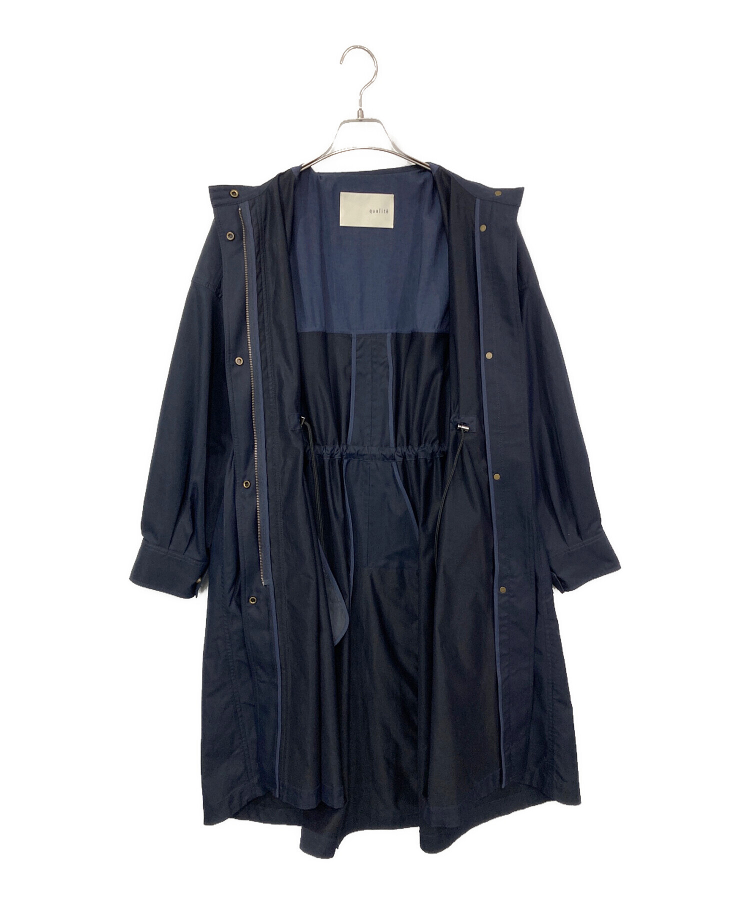 中古・古着通販】qualite (カリテ) ポリエステルモッズコート ネイビー