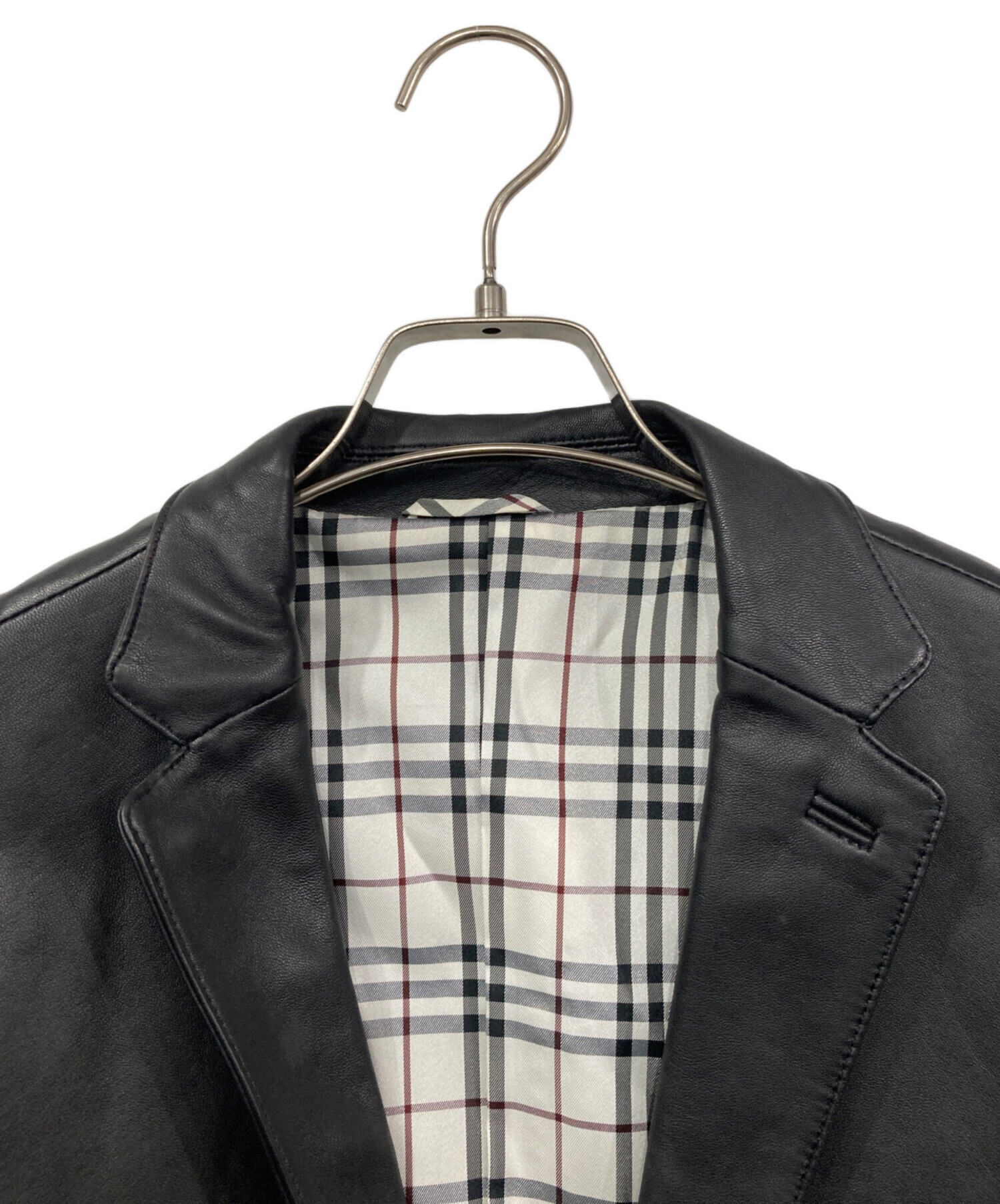 BURBERRY BLACK LABELラムレザー テーラードジャケット L 中古・古着通販】BURBERRY BLACK LABEL (バーバリーブラックレーベル