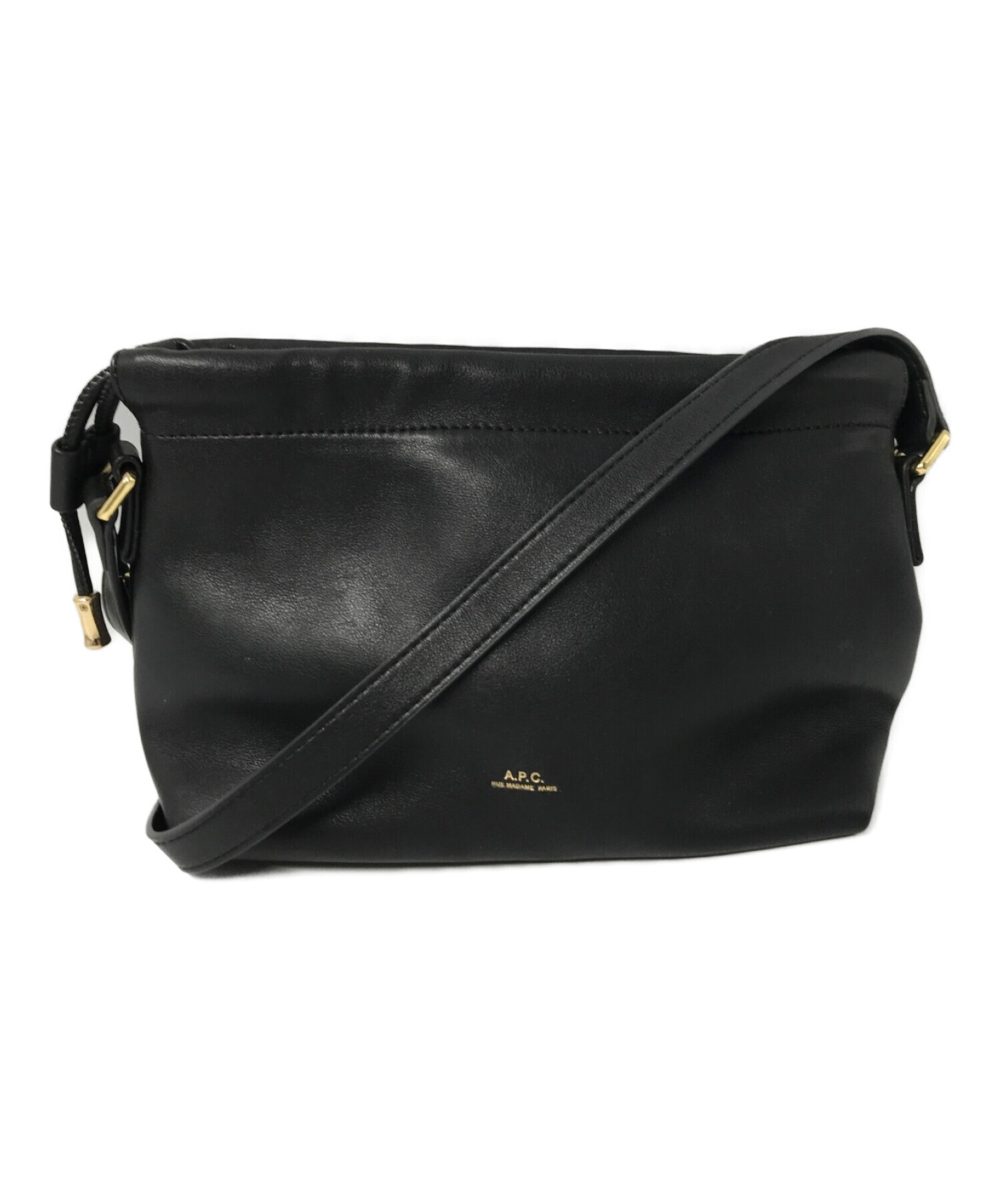 APC ブラックレザー ショルダーバッグ 中古・古着通販】A.P.C. (アーペーセー) レザーショルダーバッグ