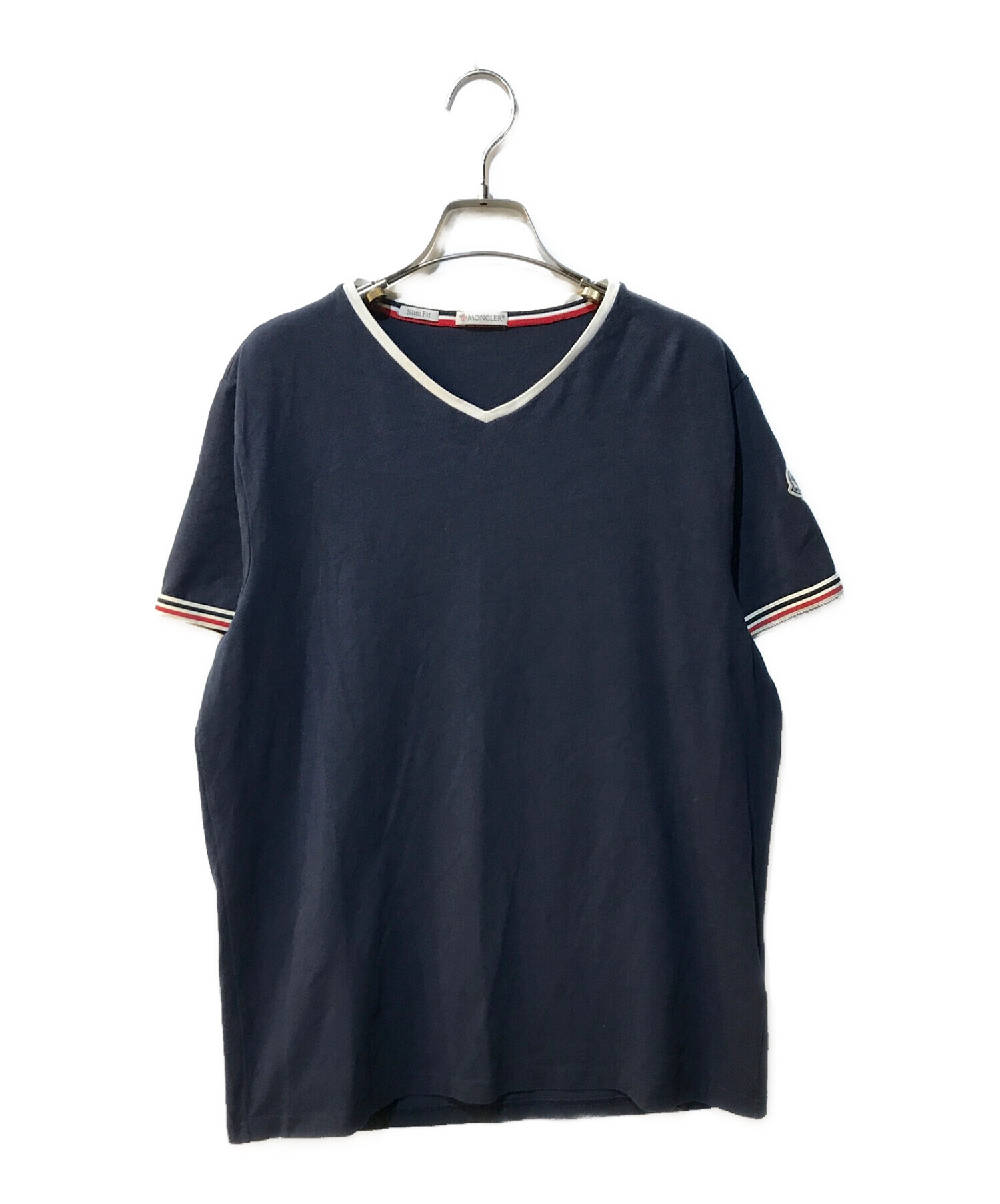 中古・古着通販】MONCLER (モンクレール) Vネックカットソー ネイビー