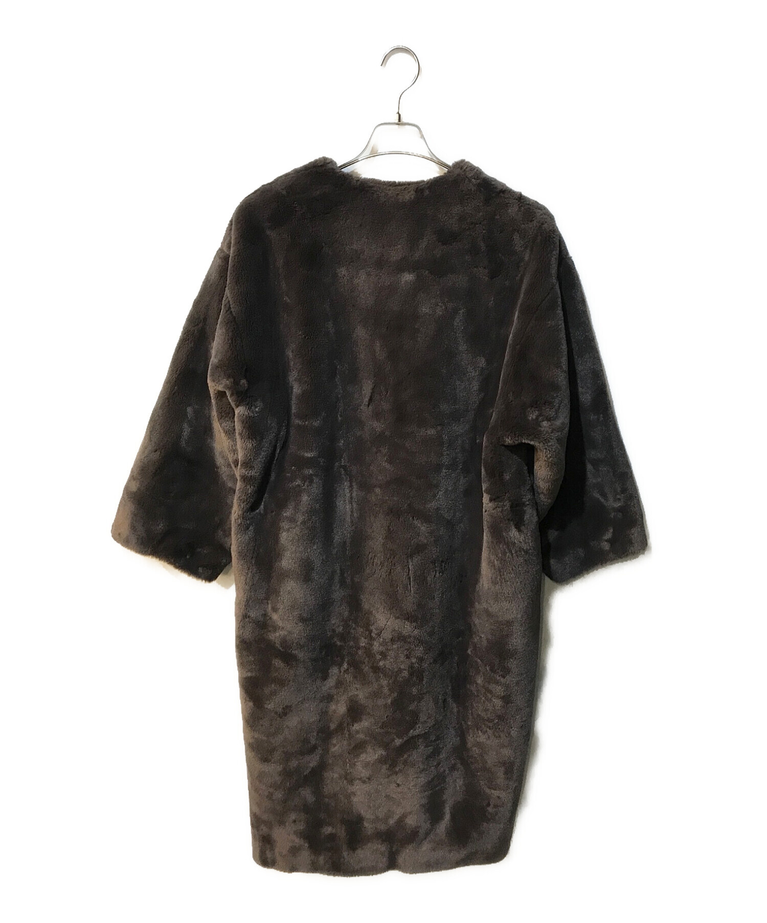 中古・古着通販】CLANE (クラネ) ノーカラーリコファーコート ブラウン