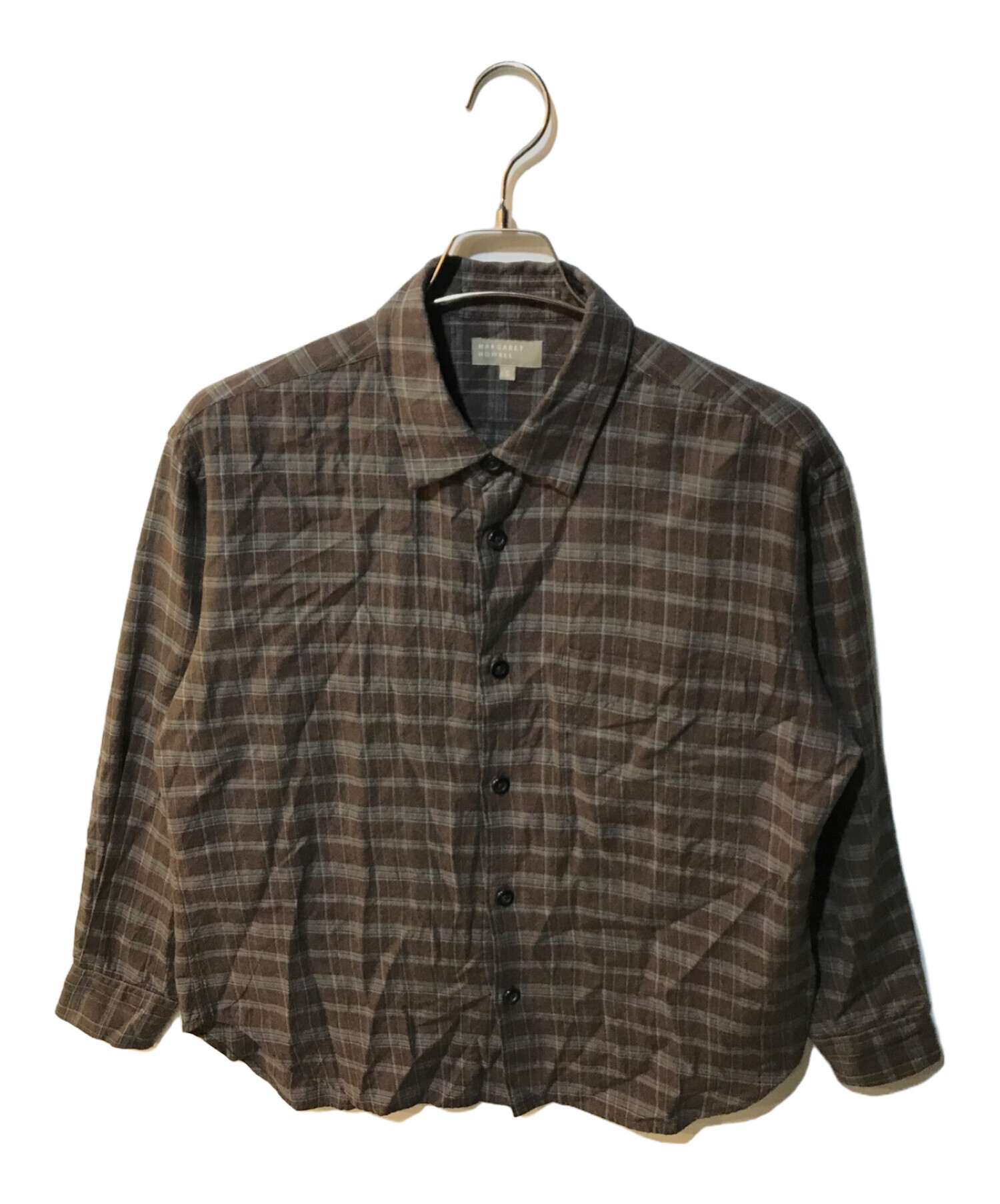 マーガレットハウエル カシミヤ混チェックシャツ M