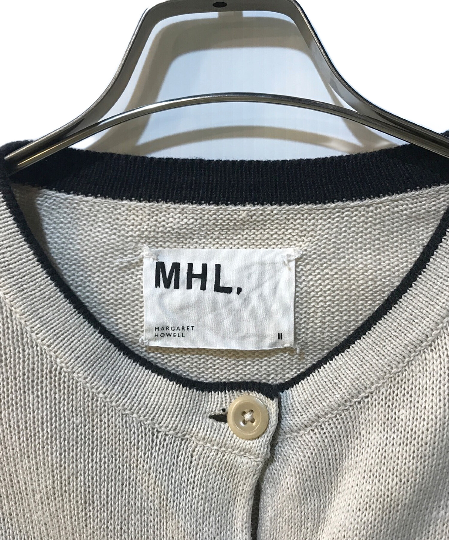 MARGARET HOWELL 麻ニット リネンカーディガン L ベージュ MARGARET HOWELL マーガレットハウエル リネンカーディガン MARGARET