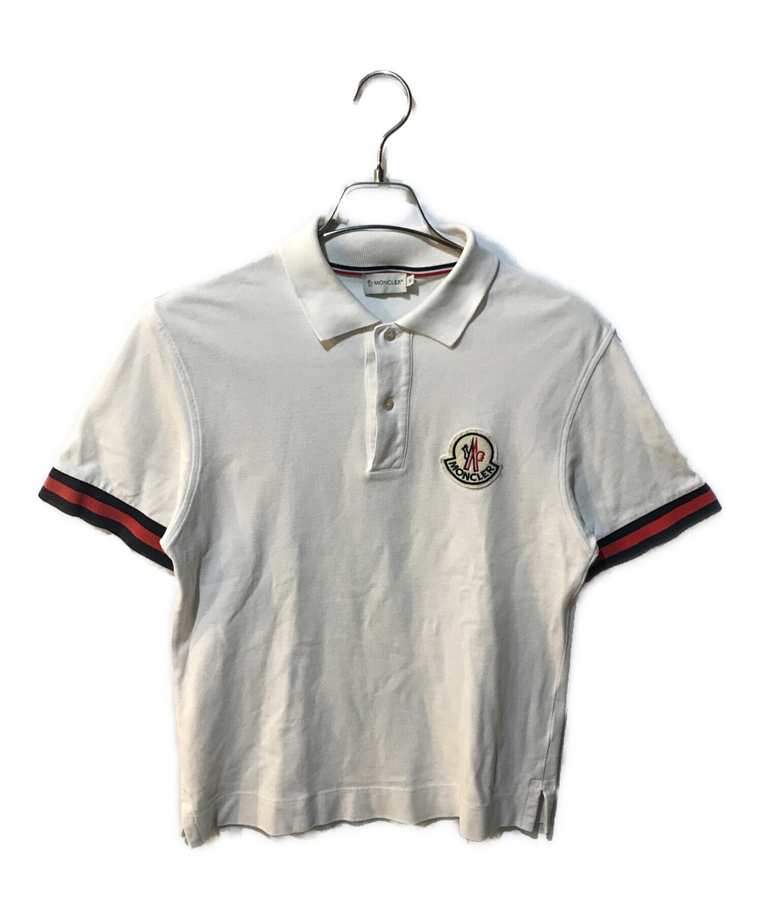 【ほぼ未使用・S】　MONCLER ホワイト ポロシャツ ホワイト ポロシャツ : トップ＆Tシャツ 向けの レディース