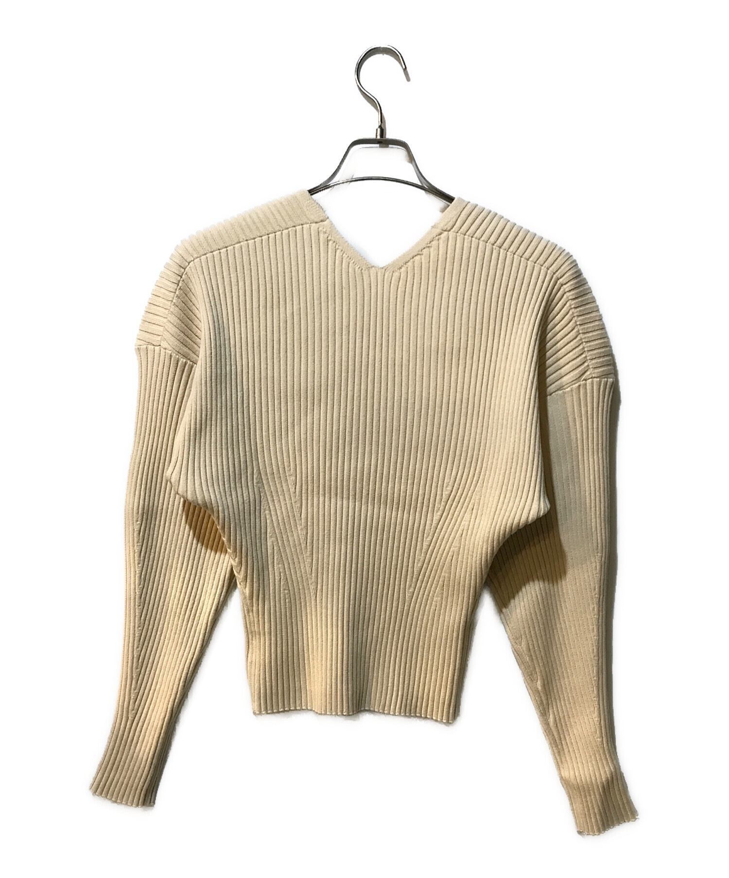 クラネ HEAVY RIB V NECK TOPS 試着のみ美品 CLANE - ヘビーリブネックトップス - HEAVY RIB V NECK TOPS - IVORY