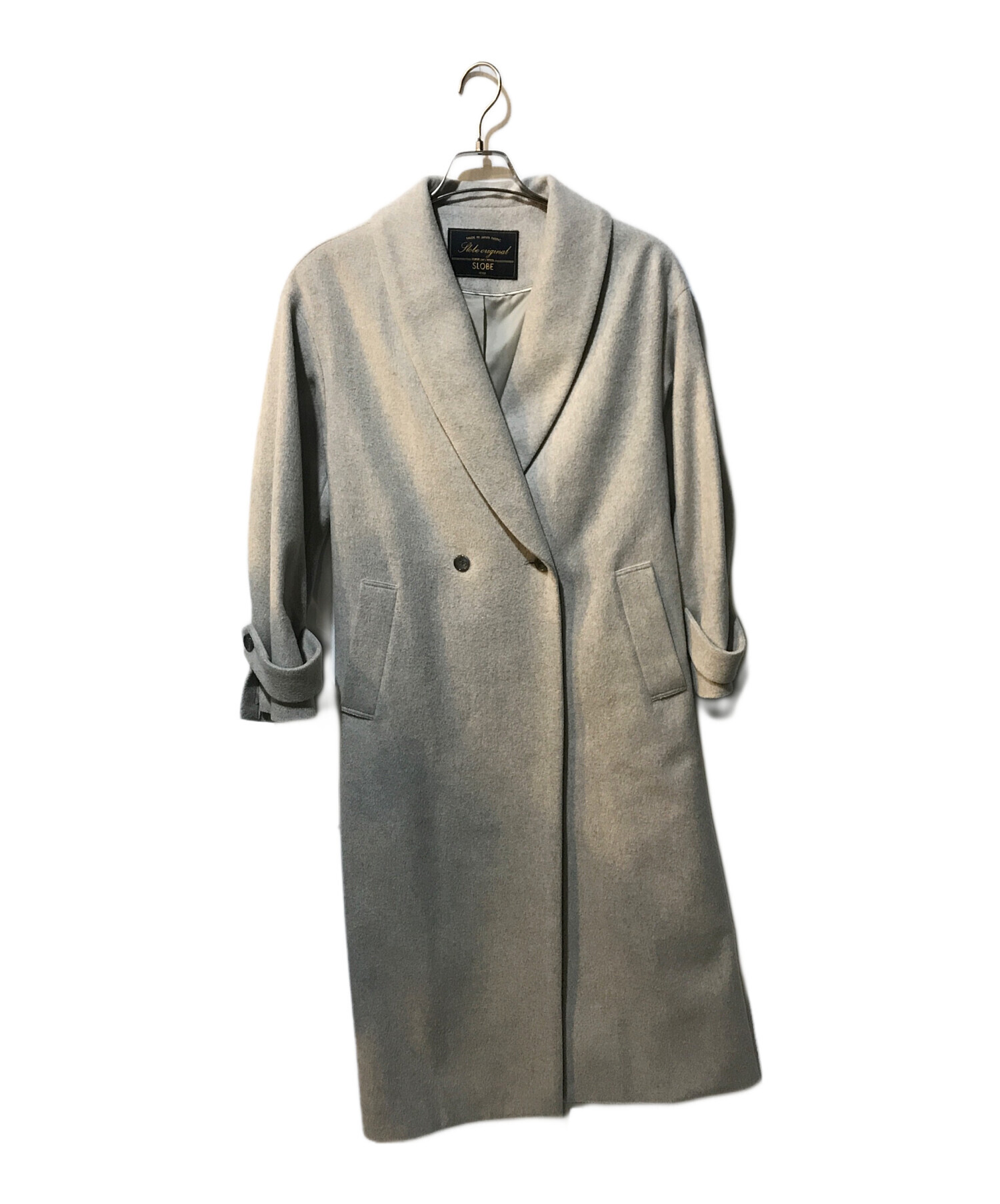 スローブイエナ SUPER100 カシミヤ混 ショールカラーコート Lサイズ