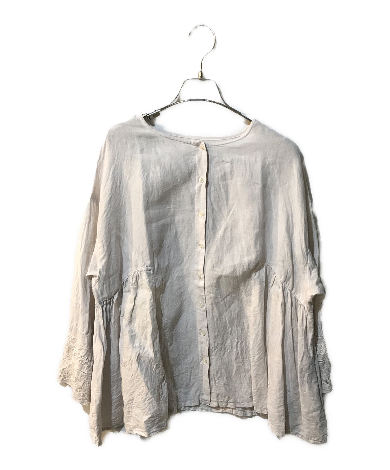 nest Robe リネンレースサイドギャザー2wayブラウス