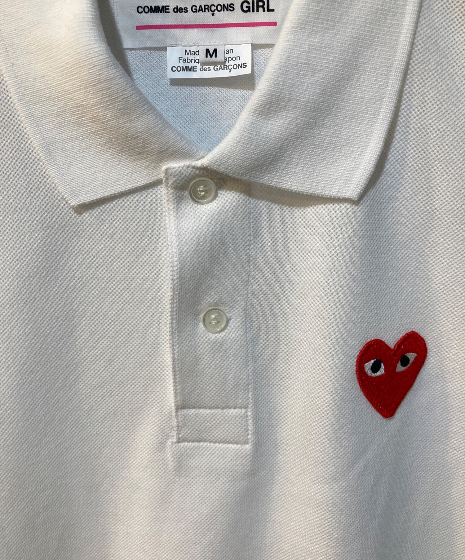 COMME des GARÇONS GIRL ホワイトポロシャツ ワンピース M COMME des GARCONS GIRL（コムデギャルソンガール）ワンピース 白