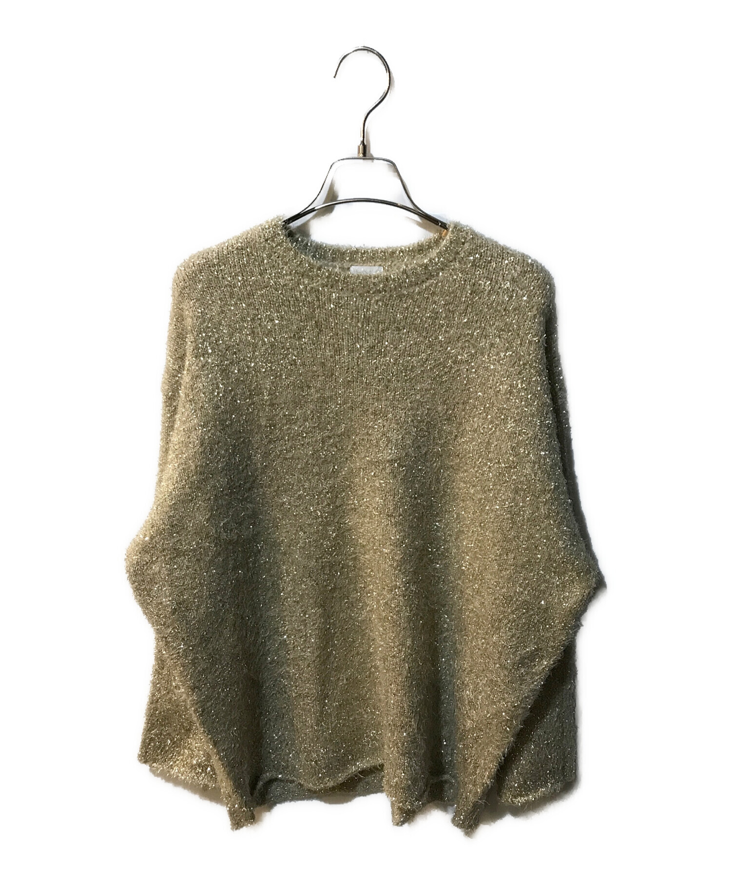 中古・古着通販】MANOF (マノフ) SHAGGY LAME KNIT TOPS ベージュ 