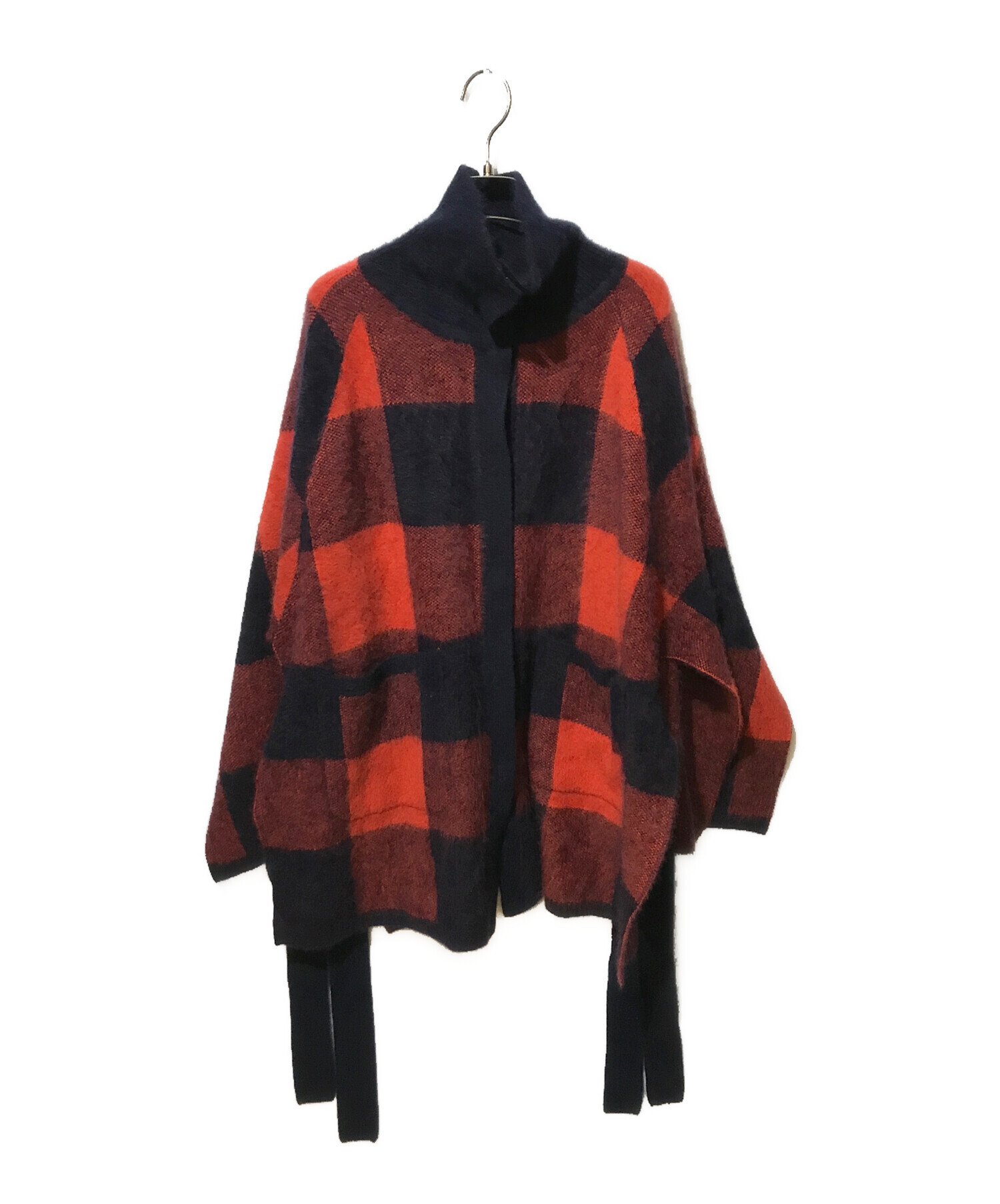 中古・古着通販】ETRE (エトレ) スリットニットポンチョ レッド サイズ