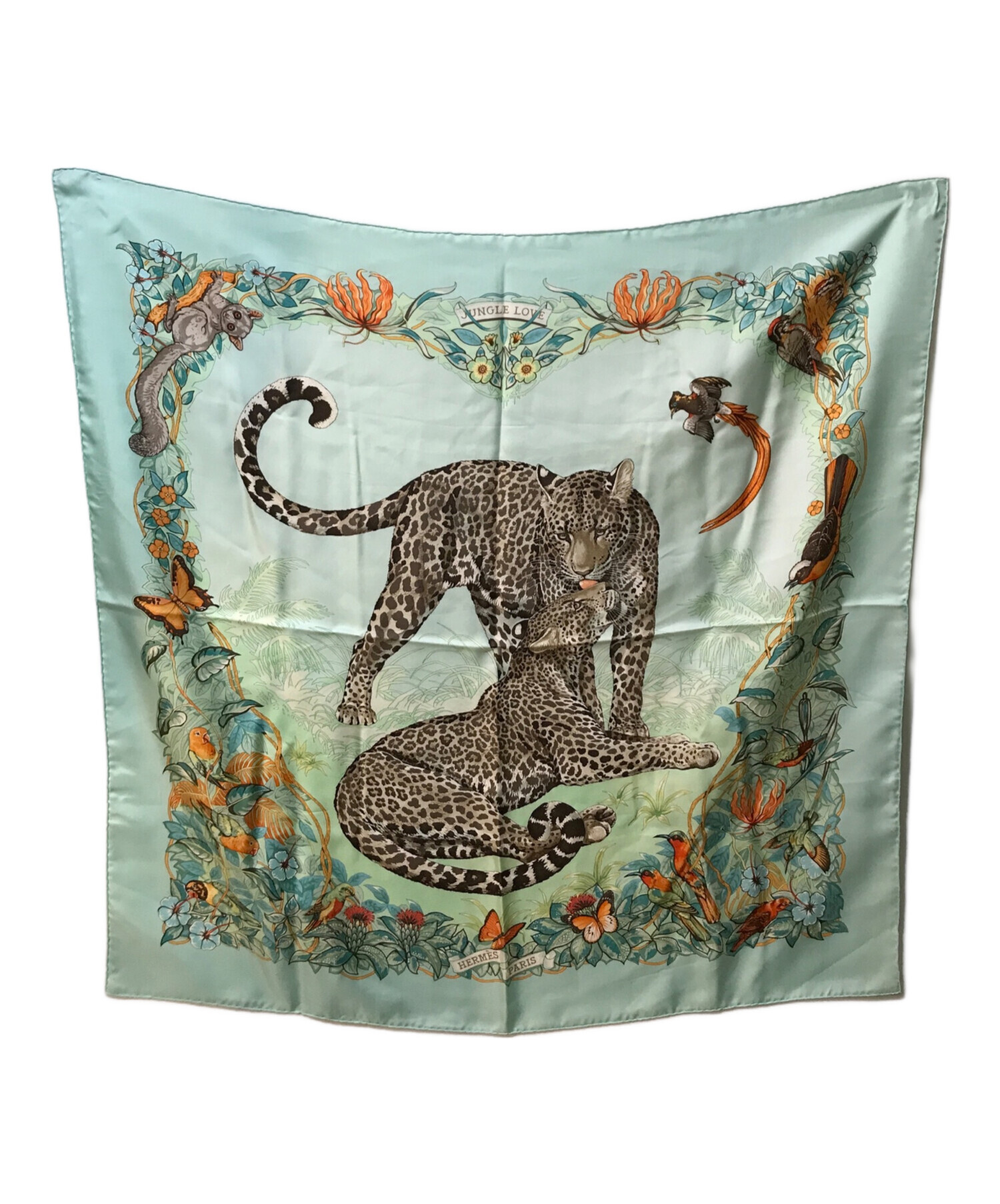 中古・古着通販】HERMES (エルメス) カレ90 ジャングル・ラブ ミント